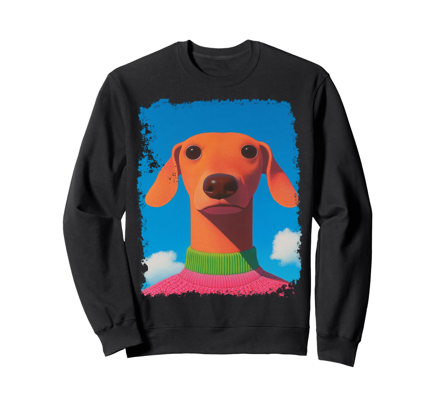 Pop Art Silly Dachshund Face Funny Dog Sweatshirt - Novelty Apparel Unisex - T-Shirt, Sweatshirt, Hoodie