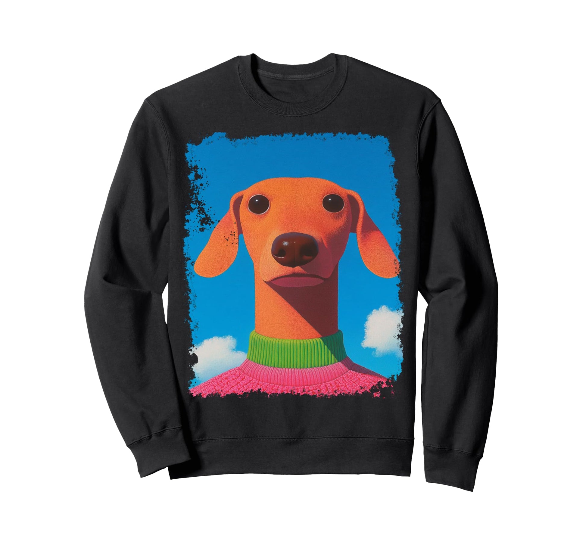 Pop Art Silly Dachshund Face Funny Dog Sweatshirt - Novelty Apparel Unisex - T-Shirt, Sweatshirt, Hoodie
