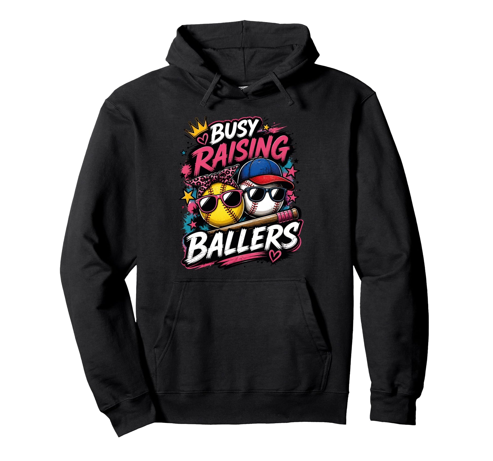 Busy Raising Ballers Softball Baseball Hoodie - Novelty Apparel Men Women - T-Shirt, Sweatshirt, Hoodie