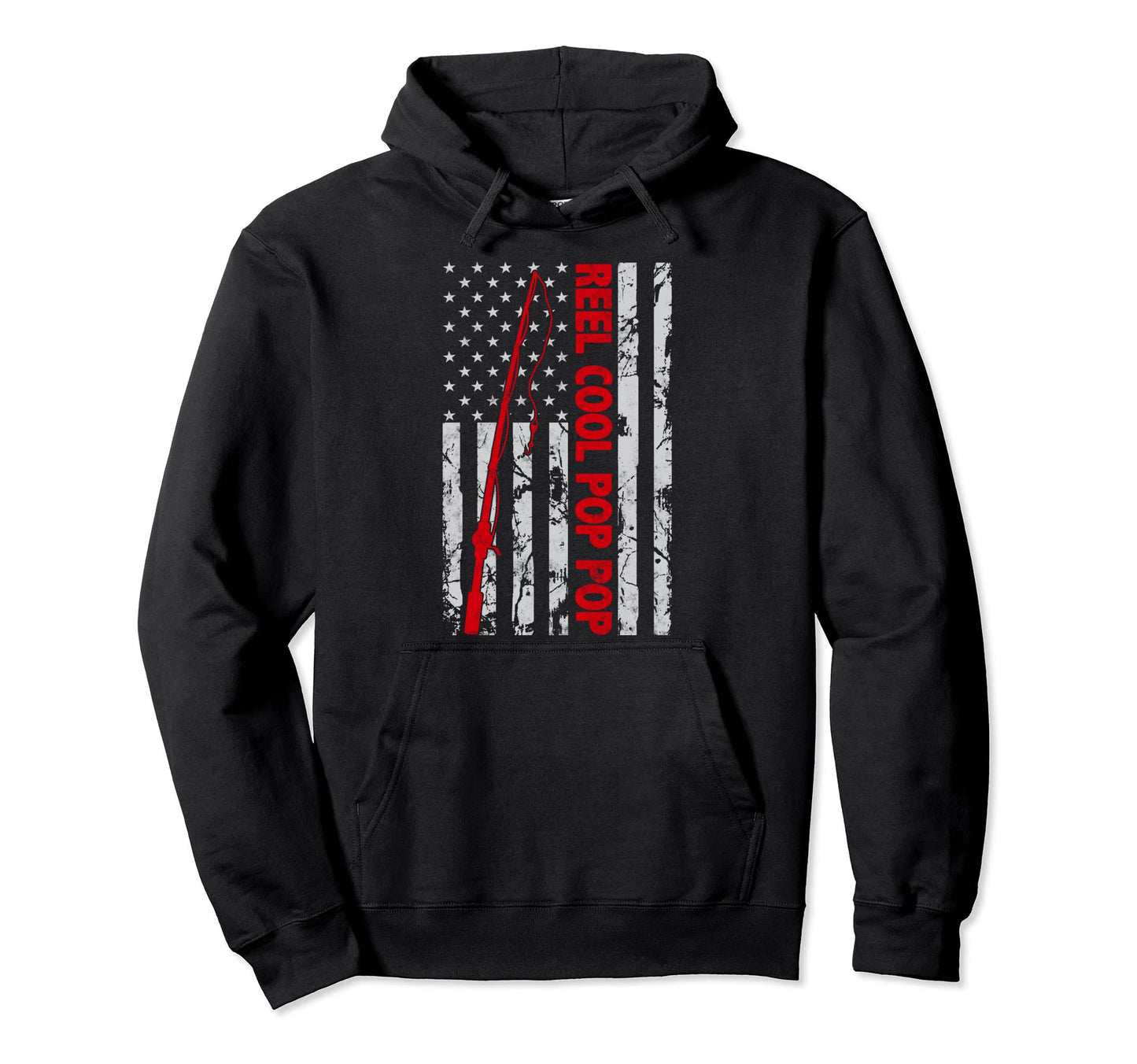 Reel Pop Pop Fishing American Flag Gift Hoodie - Minimalist Print Unisex - T-Shirt, Sweatshirt, Hoodie