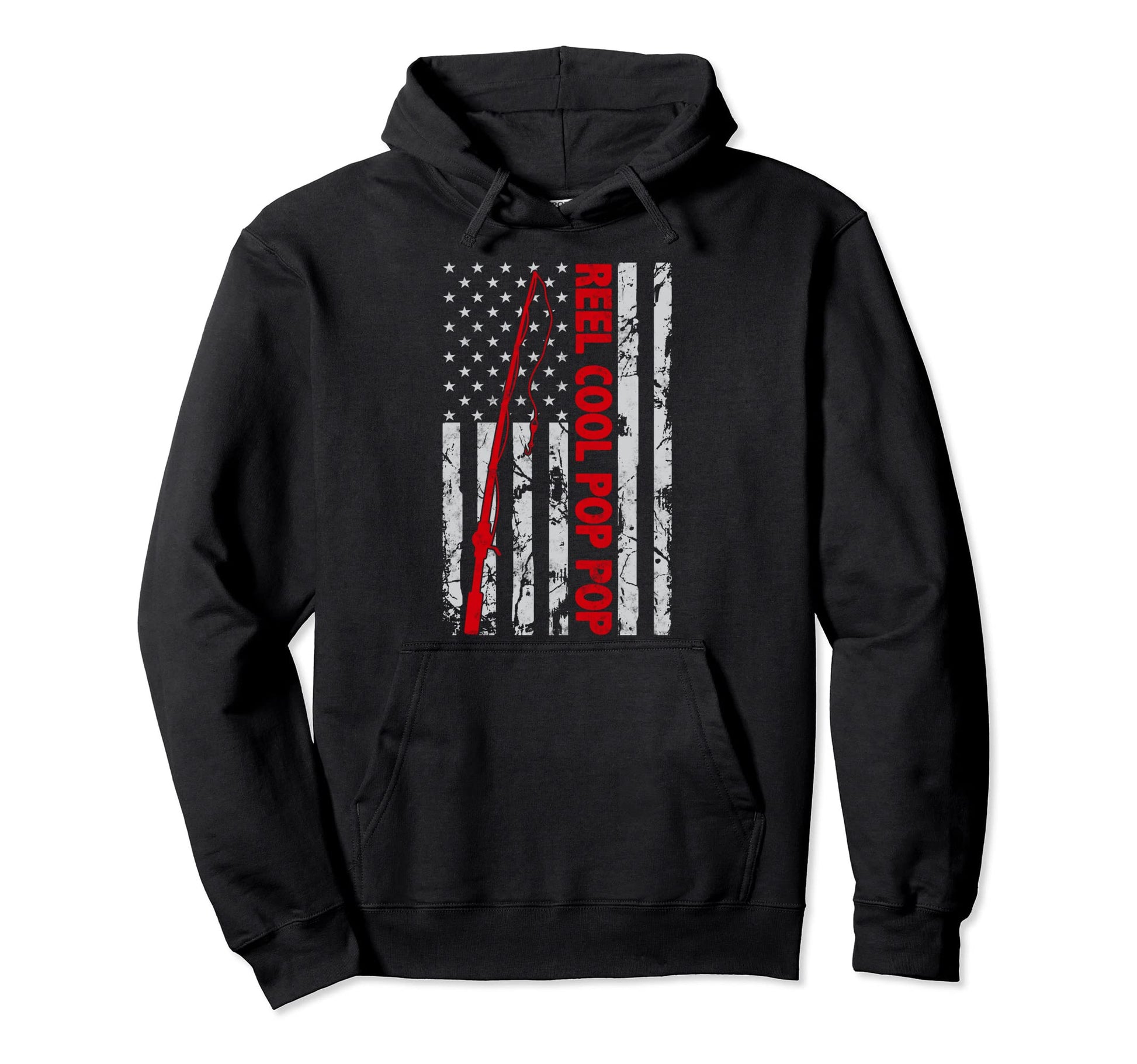 Reel Pop Pop Fishing American Flag Gift Hoodie - Minimalist Print Unisex - T-Shirt, Sweatshirt, Hoodie
