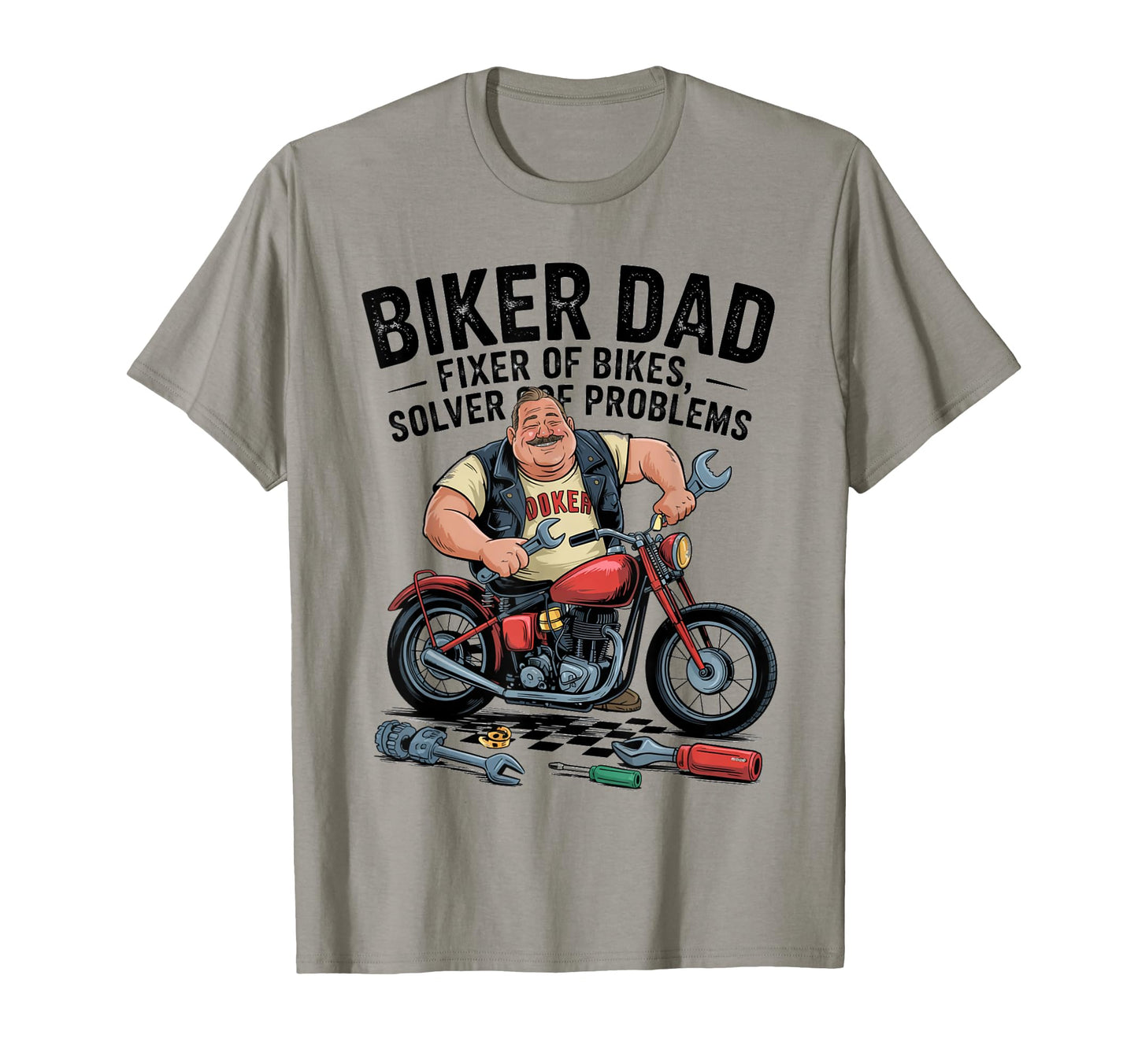 Biker Dad Fixer Bikes Solver Problems T-Shirt - Custom Art Print Unisex - T-Shirt, Sweatshirt, Hoodie