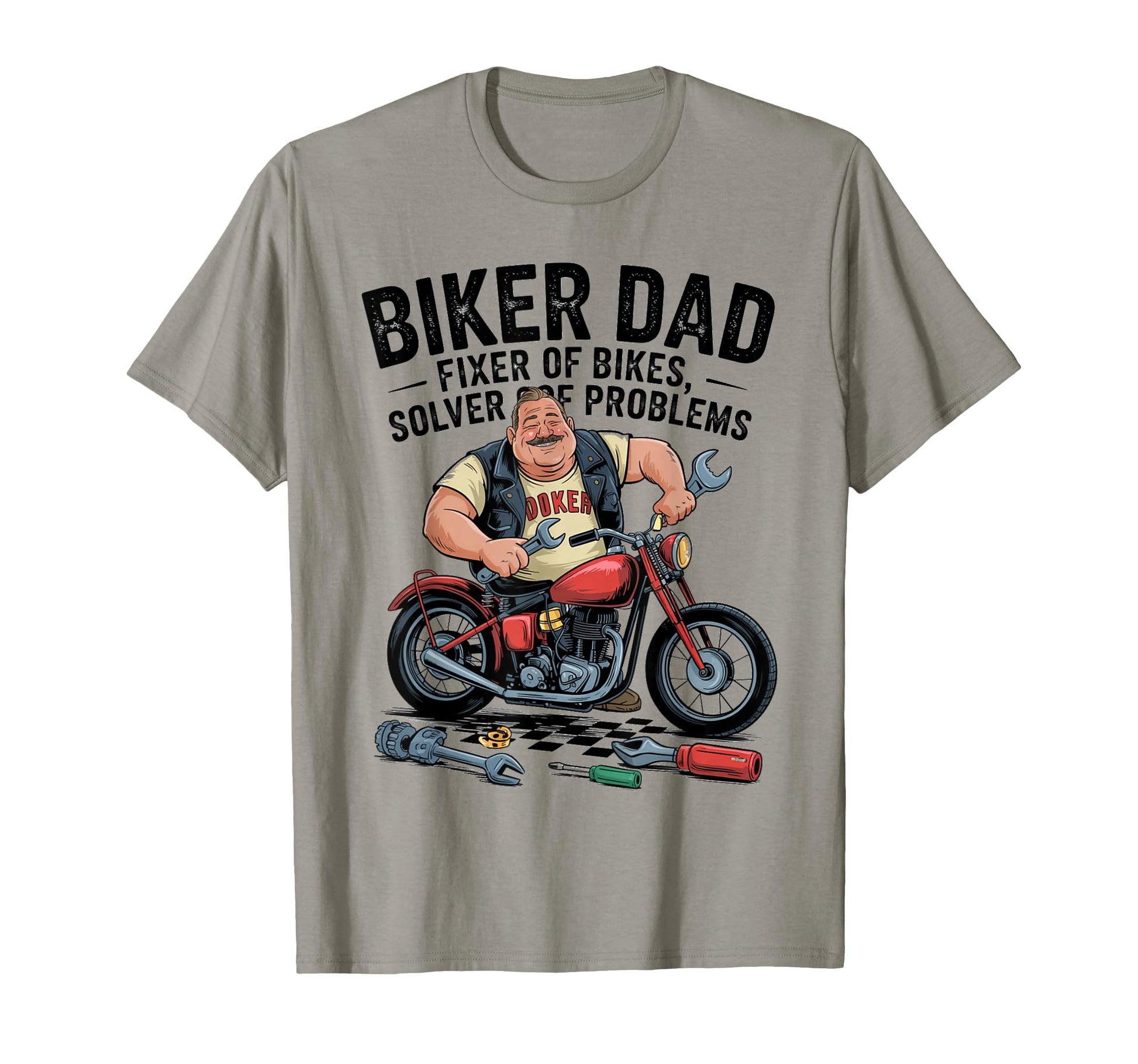 Biker Dad Fixer Bikes Solver Problems T-Shirt - Custom Art Print Unisex - T-Shirt, Sweatshirt, Hoodie