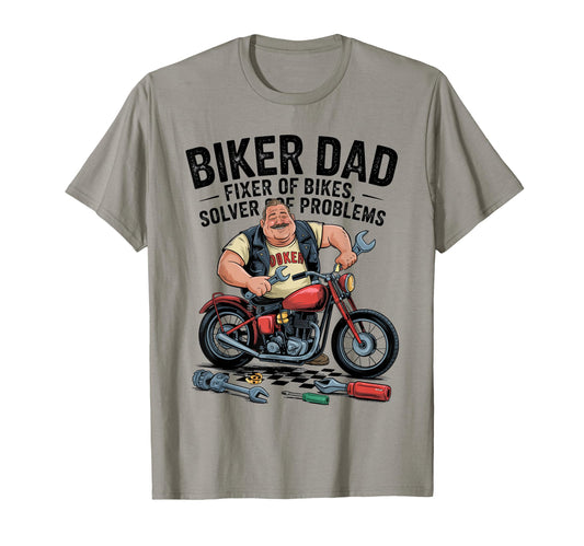 Biker Dad Fixer Bikes Solver Problems T-Shirt - Custom Art Print Unisex - T-Shirt, Sweatshirt, Hoodie