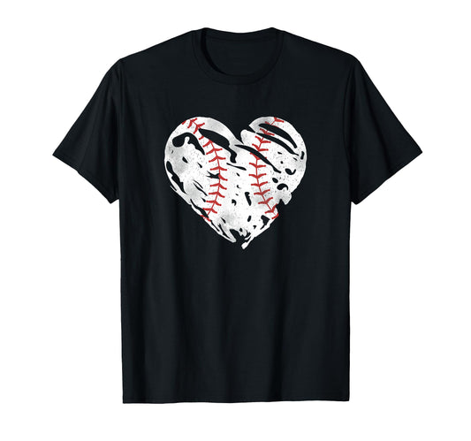 Ball Heart Coach Player Baseball Mom T-Shirt - Trendy Graphic for Adults - T-Shirt, Sweatshirt, Hoodie