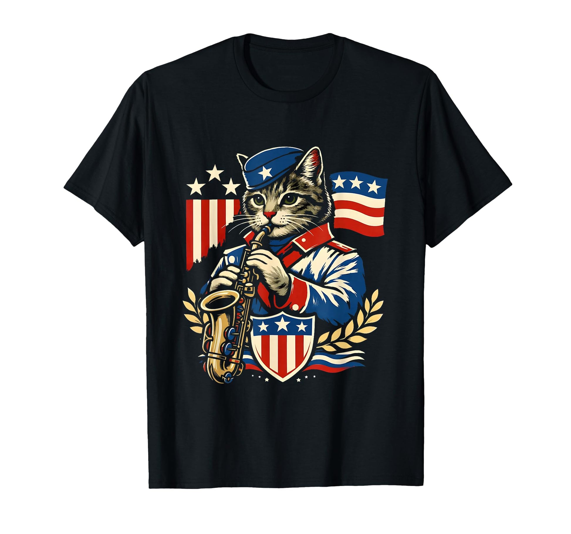Cat Playing Saxophone Musician Saxophonist T-Shirt - Unique Graphic Unisex - T-Shirt, Sweatshirt, Hoodie