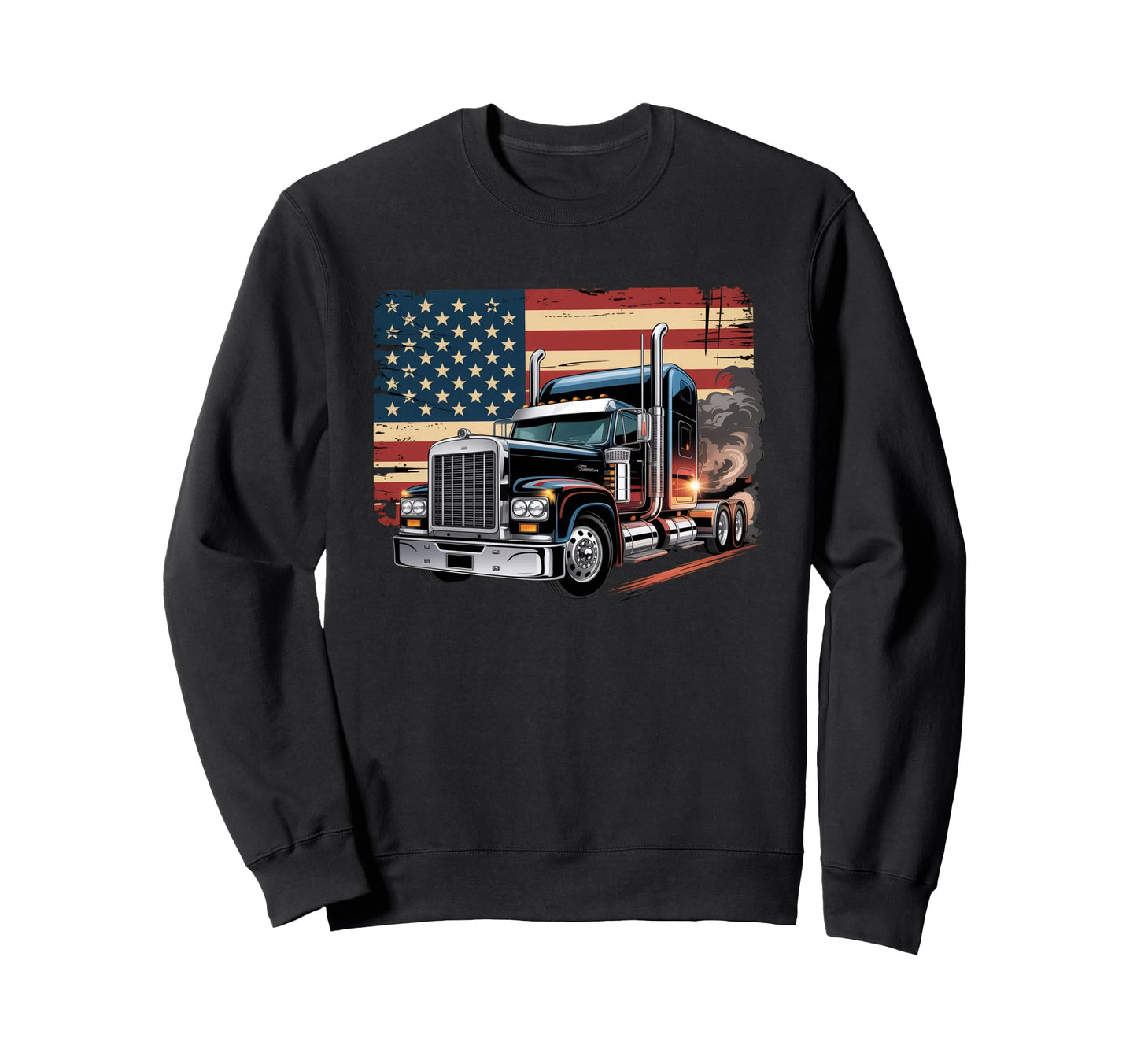 American Flag Trucker Dad Big Rig Sweatshirt - Streetwear Style Men Women - T-Shirt, Sweatshirt, Hoodie