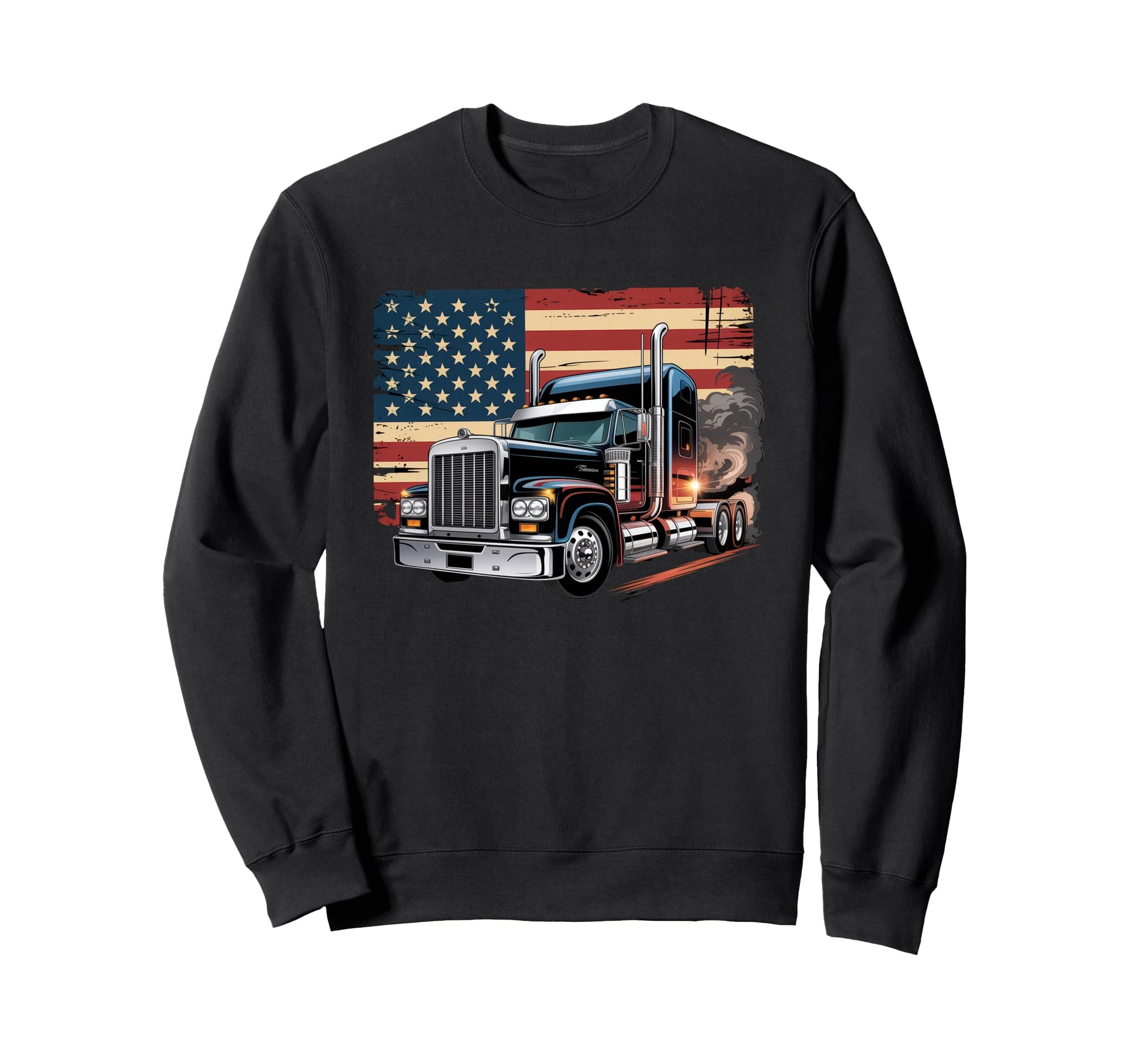 American Flag Trucker Dad Big Rig Sweatshirt - Streetwear Style Men Women - T-Shirt, Sweatshirt, Hoodie
