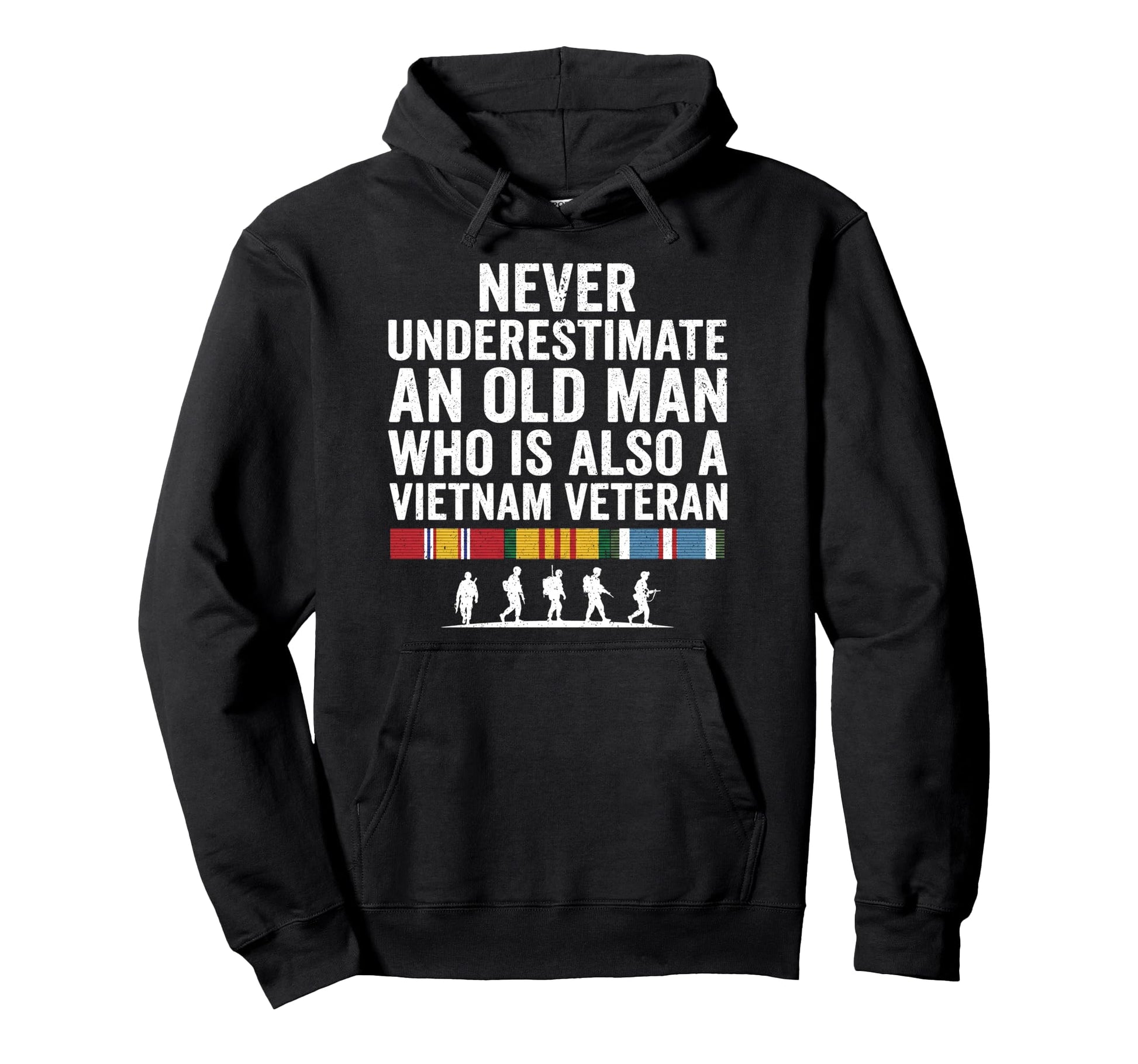 Never Underestimate Old Vietnam Veteran Hoodie - Novelty Apparel Men Women - T-Shirt, Sweatshirt, Hoodie