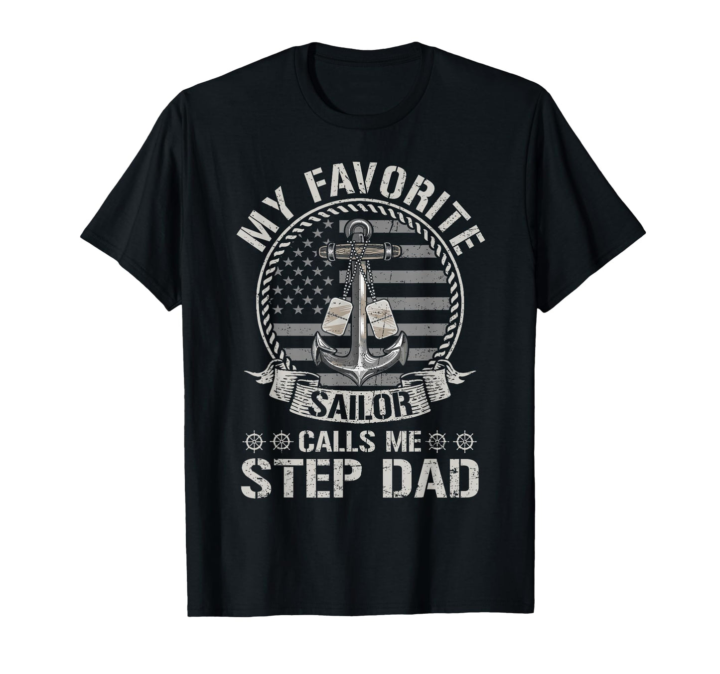 Proud Us Sailor Step Dad Anchor T-Shirt - Aesthetic Graphic for Adults - T-Shirt, Sweatshirt, Hoodie