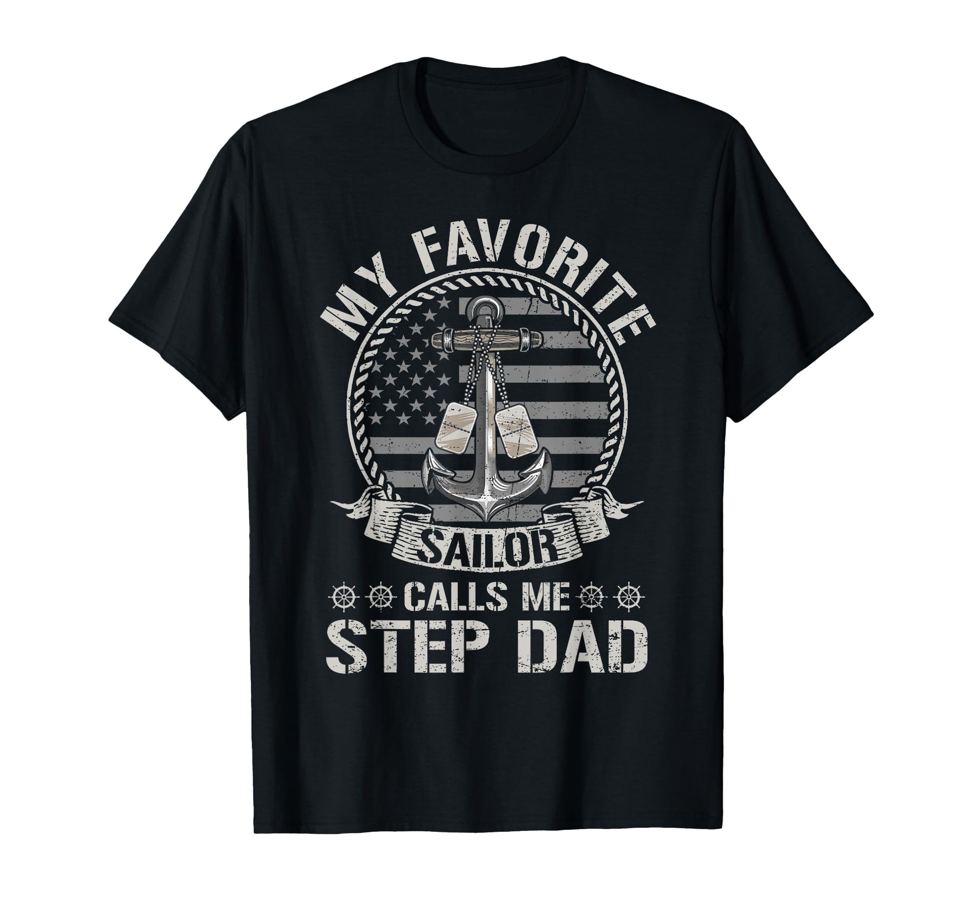 Proud Us Sailor Step Dad Anchor T-Shirt - Aesthetic Graphic for Adults - T-Shirt, Sweatshirt, Hoodie