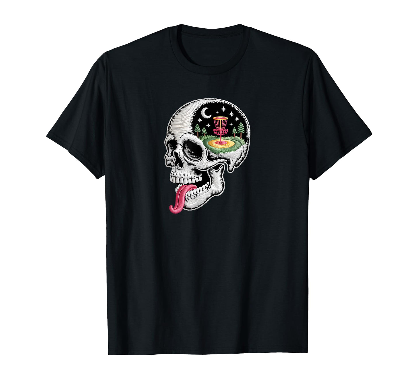 Funny Dreaming Skull Disc Golf Lover Dad T-Shirt - Graphic Print Unisex - T-Shirt, Sweatshirt, Hoodie