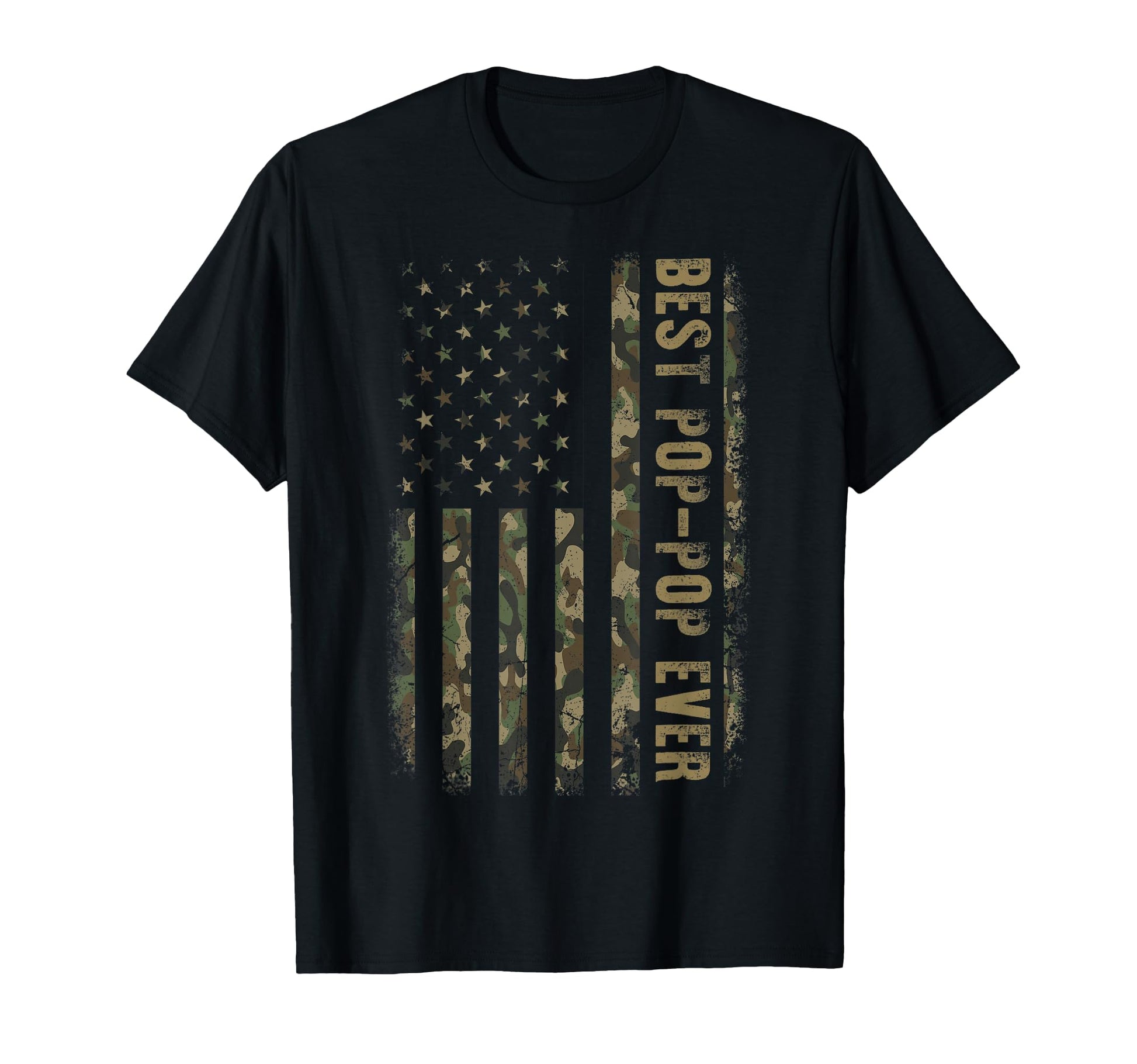 Best Pop Pop Ever Camouflage American Flag T-Shirt - Graphic Print Unisex - T-Shirt, Sweatshirt, Hoodie