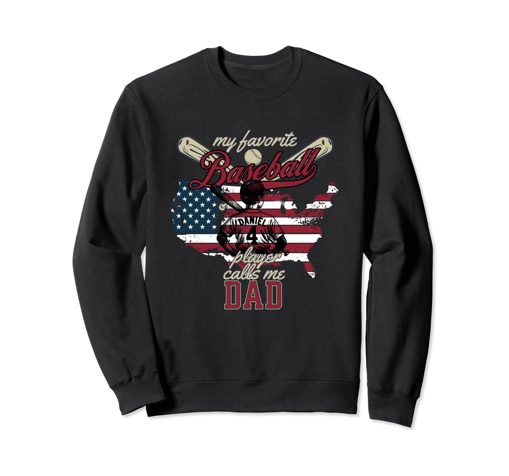 Baseball Dad Usa Favorite Player Sweatshirt - Custom Art Print Unisex - T-Shirt, Sweatshirt, Hoodie