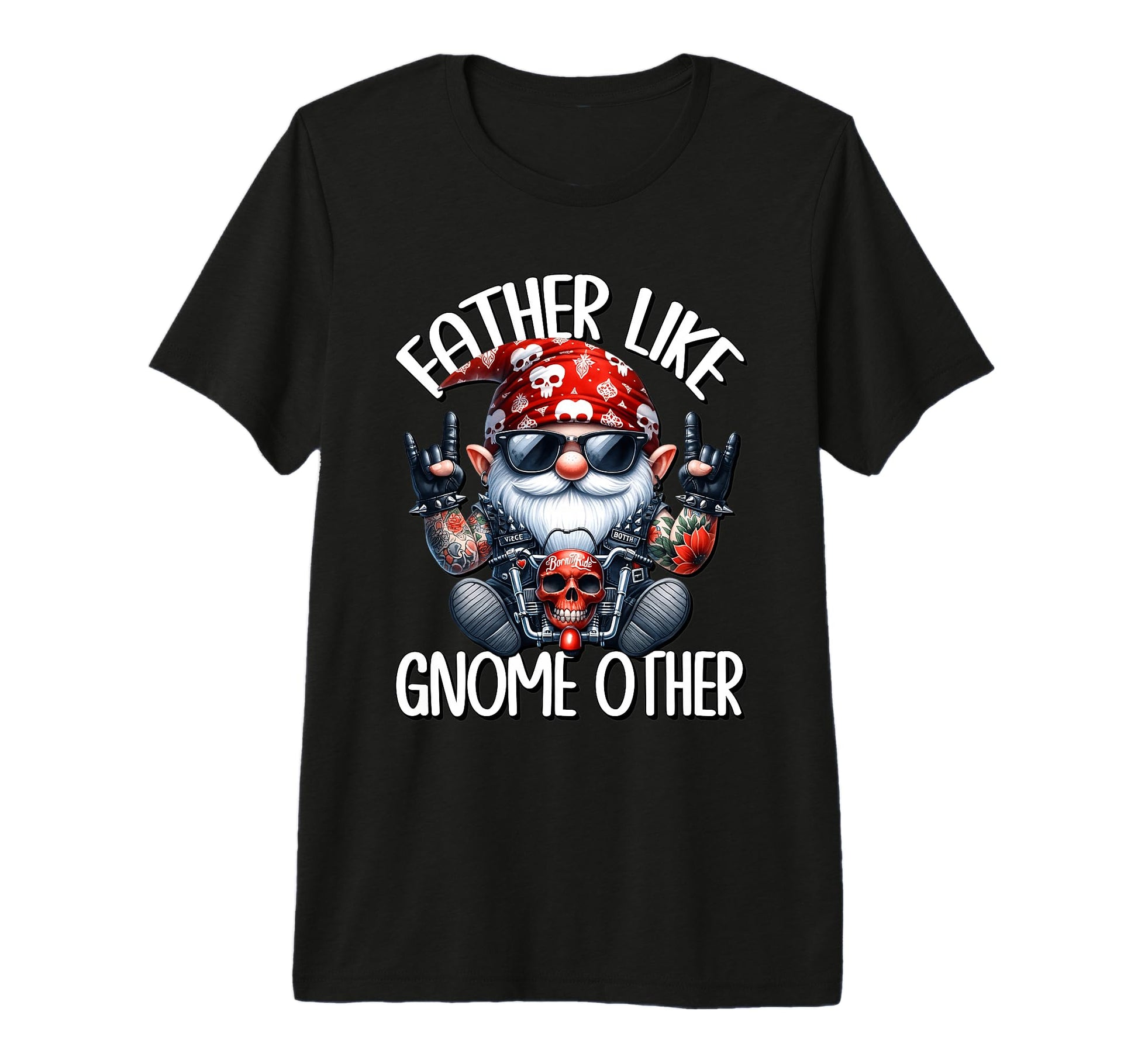 Mens Fathers Day Gnome Biker Dad T-Shirt - Casual Everyday Wear Men Women - T-Shirt, Sweatshirt, Hoodie