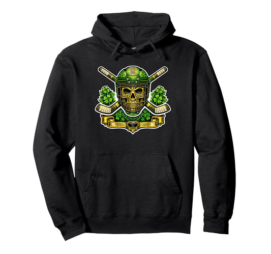 Celtic Skull Irish Hockey St Patricks Hoodie - Minimalist Print for Adults - T-Shirt, Sweatshirt, Hoodie