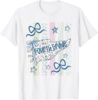 Striped Preppy Fourth Grade Back to School Teacher Girl Kids T-Shirt Unisex T-shirt, Sweatshirt, Hoodie, Long Sleeve Tee - T-Shirt, Sweatshirt, Hoodie