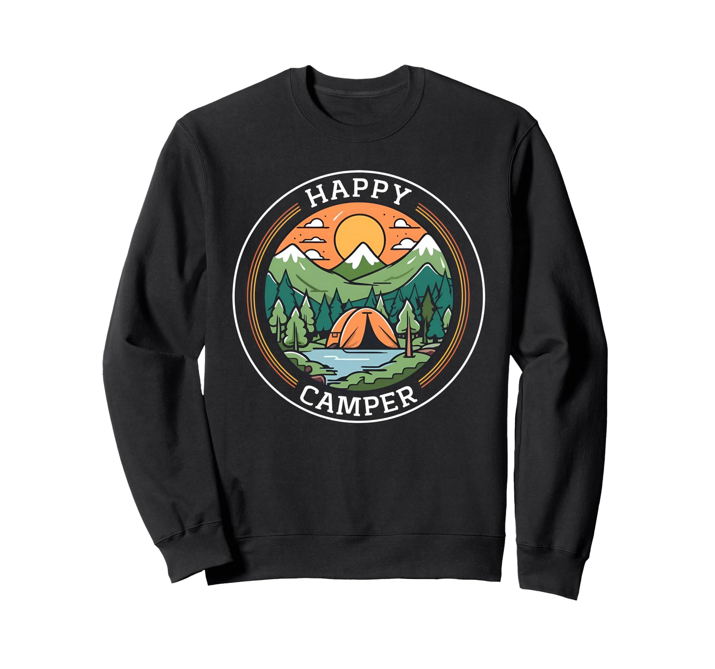 Happy Camper Seek Adventure Camping Sweatshirt - Graphic Print Men Women - T-Shirt, Sweatshirt, Hoodie