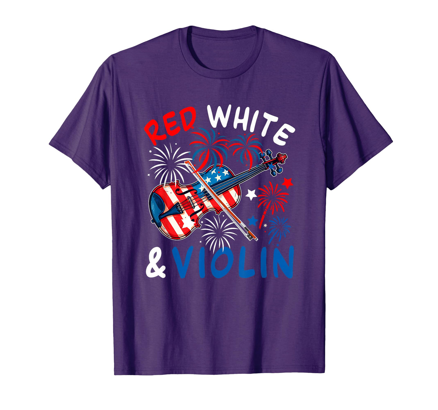 Red White And Violin 4Th July Us Flag T-Shirt - Graphic Print Men Women - T-Shirt, Sweatshirt, Hoodie