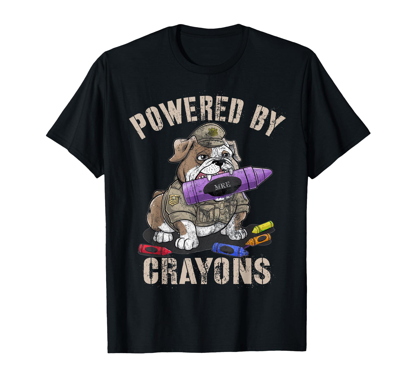 Powered Crayons Bulldog Veterans Team T-Shirt - Unique Graphic for Adults - T-Shirt, Sweatshirt, Hoodie