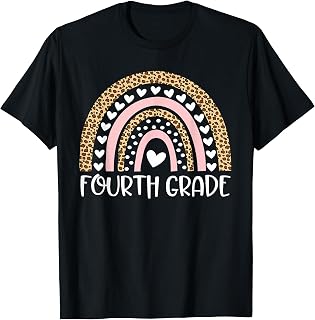 4th Grade Boho Rainbow Leopard Back to School Teacher Girl T-Shirt Unisex T-shirt, Sweatshirt, Hoodie, Long Sleeve Tee - T-Shirt, Sweatshirt, Hoodie