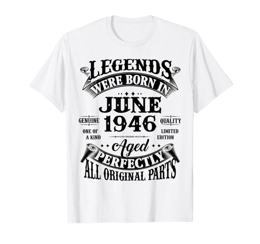80Th Birthday Gift Legend Born June 1946 T-Shirt - Custom Art Print Unisex - T-Shirt, Sweatshirt, Hoodie