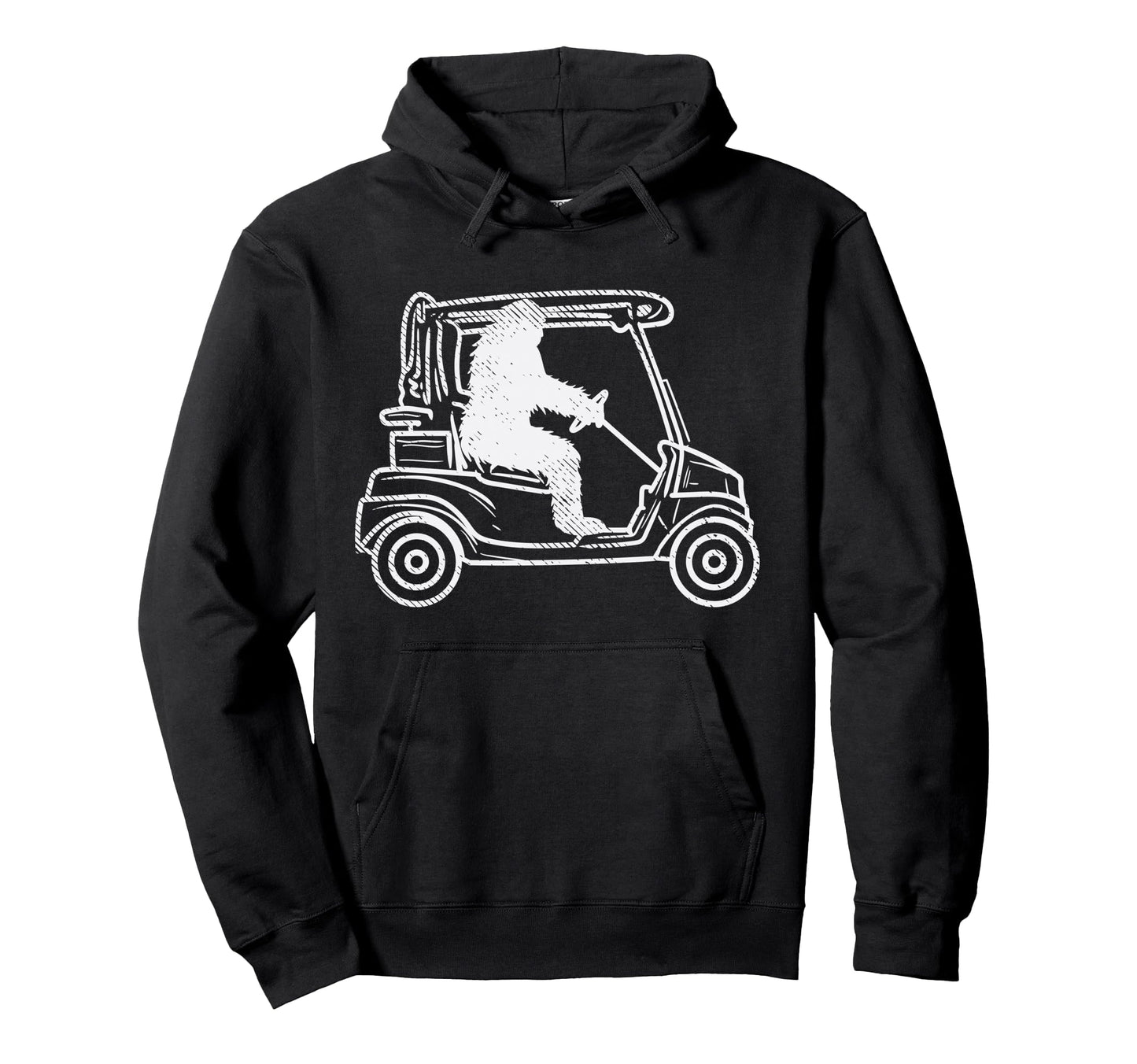 Bigfoot Sasquatch Driving Golf Cart Funny Hoodie - Streetwear Style Unisex - T-Shirt, Sweatshirt, Hoodie