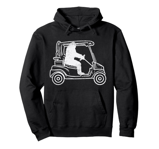 Bigfoot Sasquatch Driving Golf Cart Funny Hoodie - Streetwear Style Unisex - T-Shirt, Sweatshirt, Hoodie