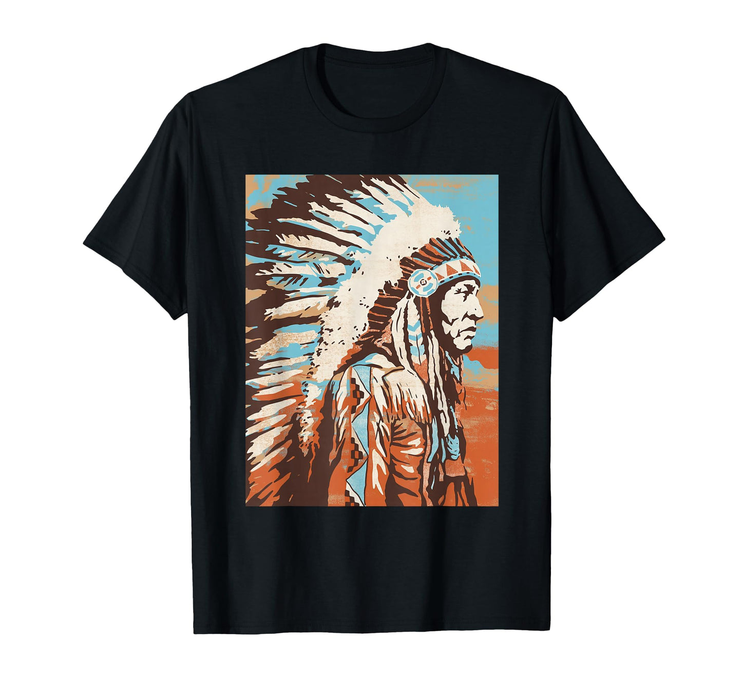 Native American Warrior Chief T-Shirt - Novelty Apparel for Adults - T-Shirt, Sweatshirt, Hoodie