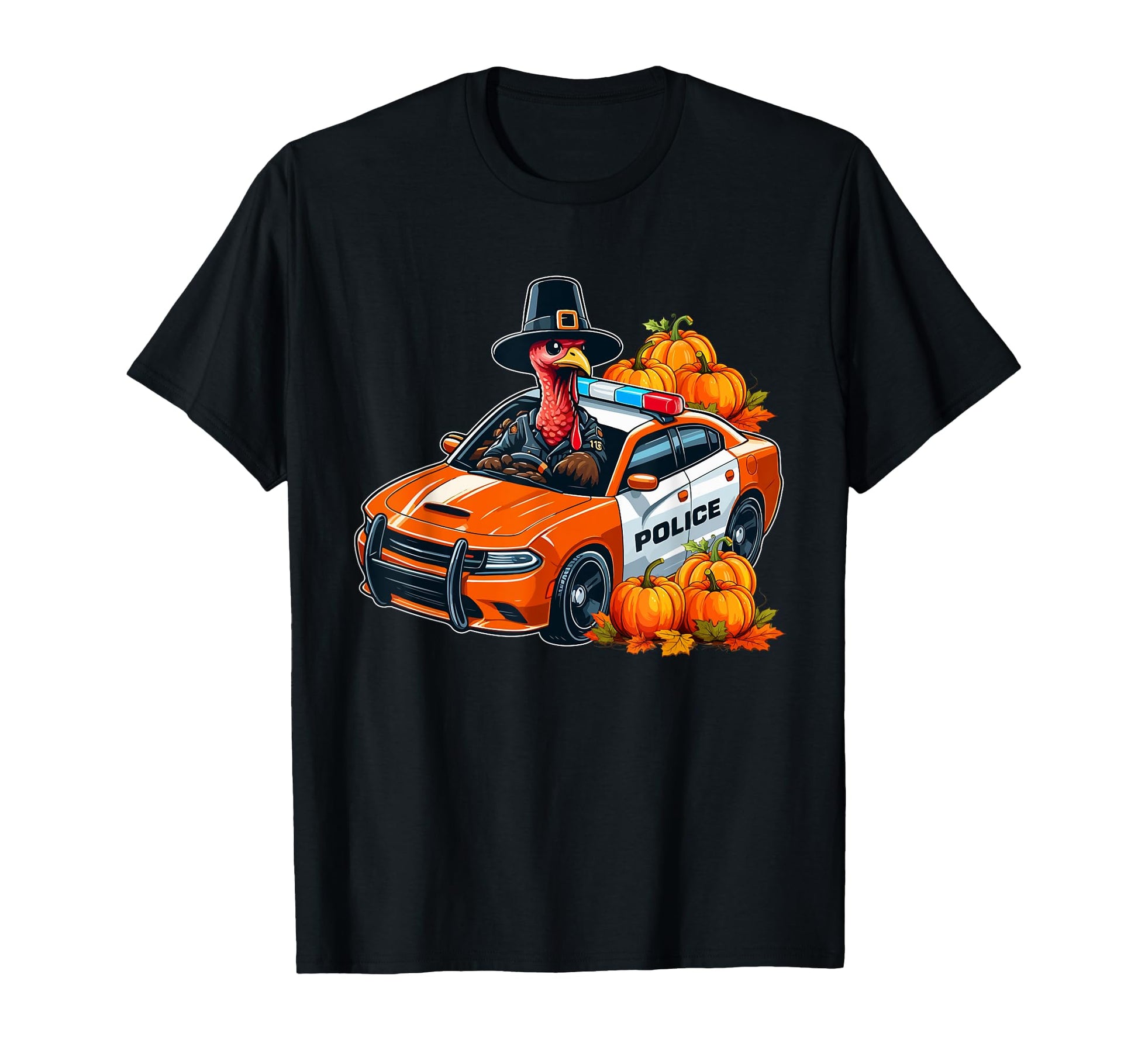 Turkey Driving Police Car T-Shirt - Aesthetic Graphic for Adults - T-Shirt, Sweatshirt, Hoodie