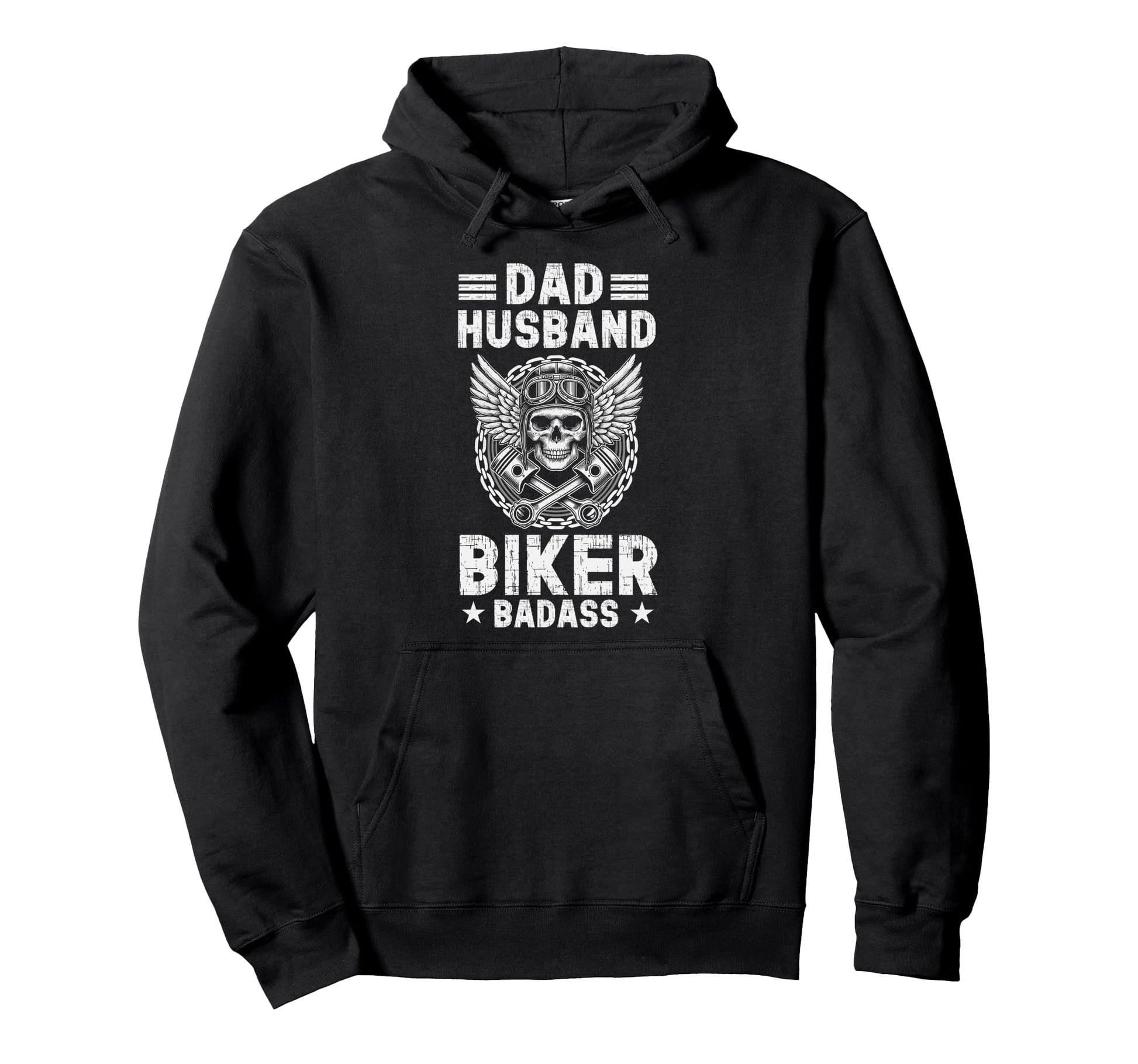 Dad Husband Biker Badass Motorcycling Hoodie - Unique Graphic for Adults - T-Shirt, Sweatshirt, Hoodie