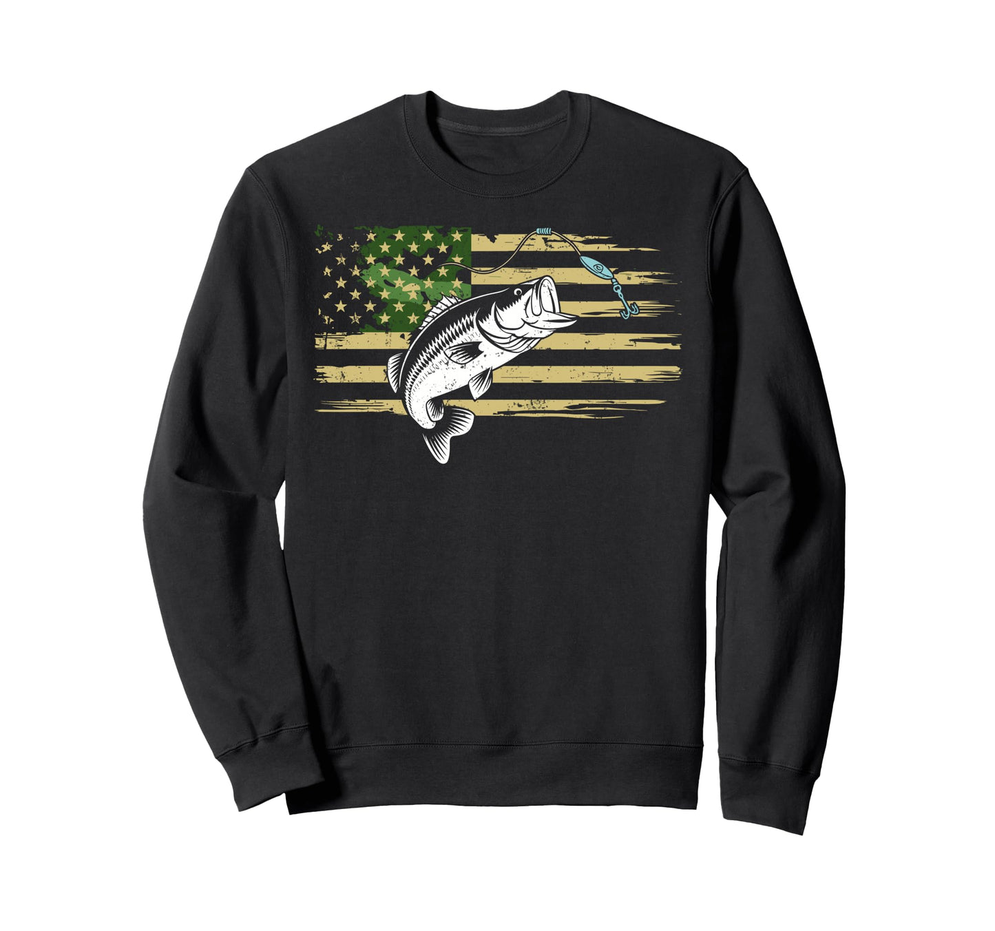 Us Camouflage Flag Fishing Lover Fish Sweatshirt - Trendy Graphic Unisex - T-Shirt, Sweatshirt, Hoodie