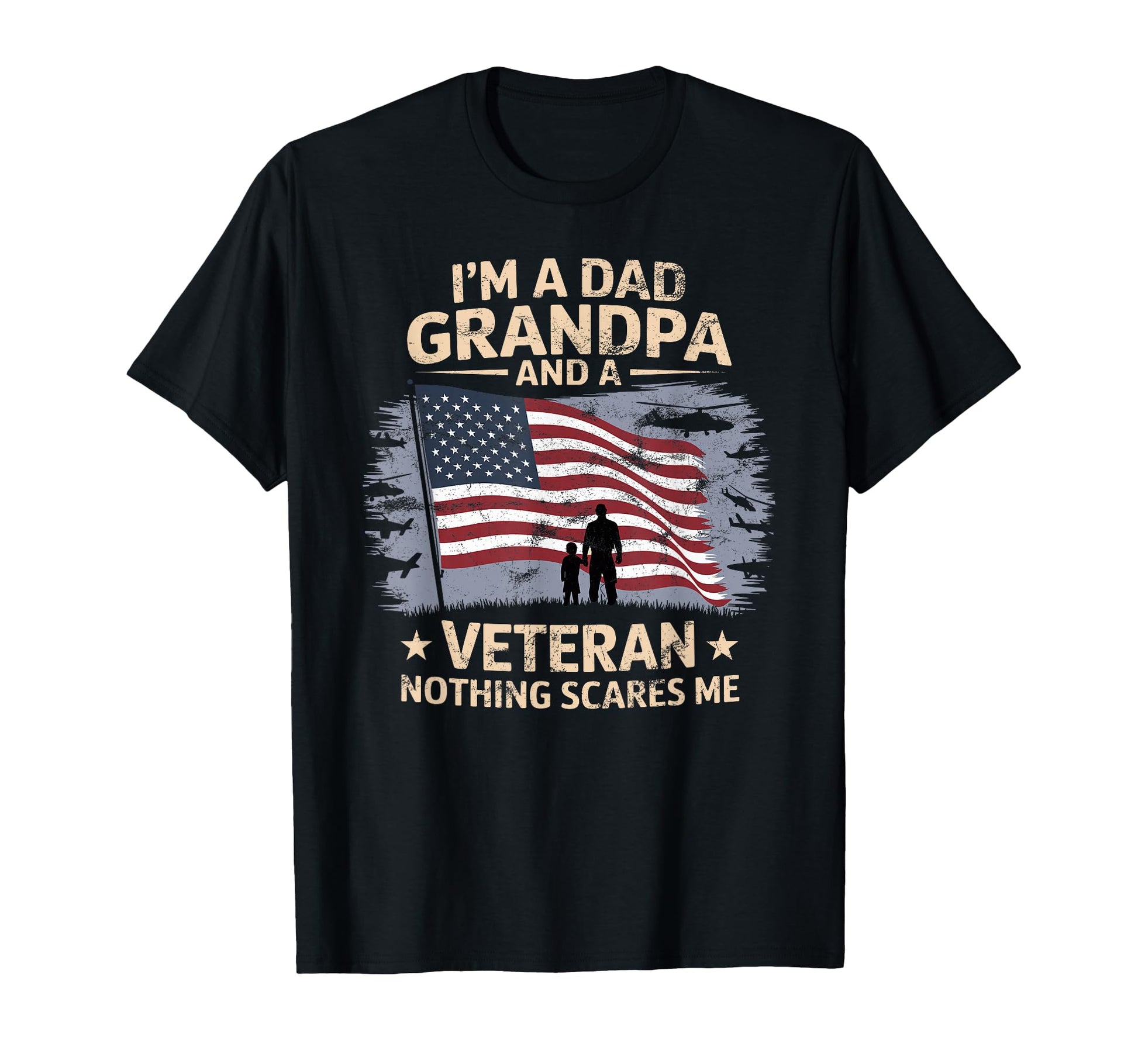 Dad Grandpa Veteran American Flag T-Shirt - Minimalist Print for Adults - T-Shirt, Sweatshirt, Hoodie