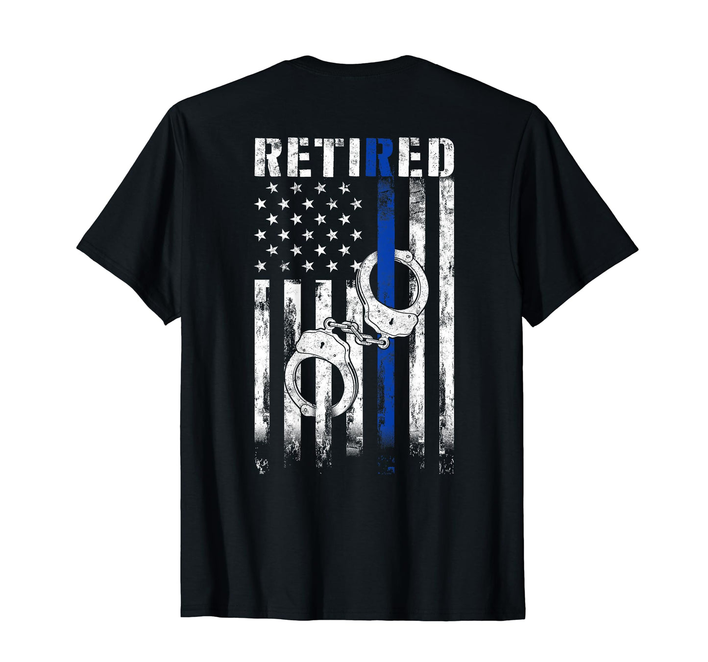 Retired Police Officer Gift Thin Blue T-Shirt - Custom Art Print Unisex - T-Shirt, Sweatshirt, Hoodie