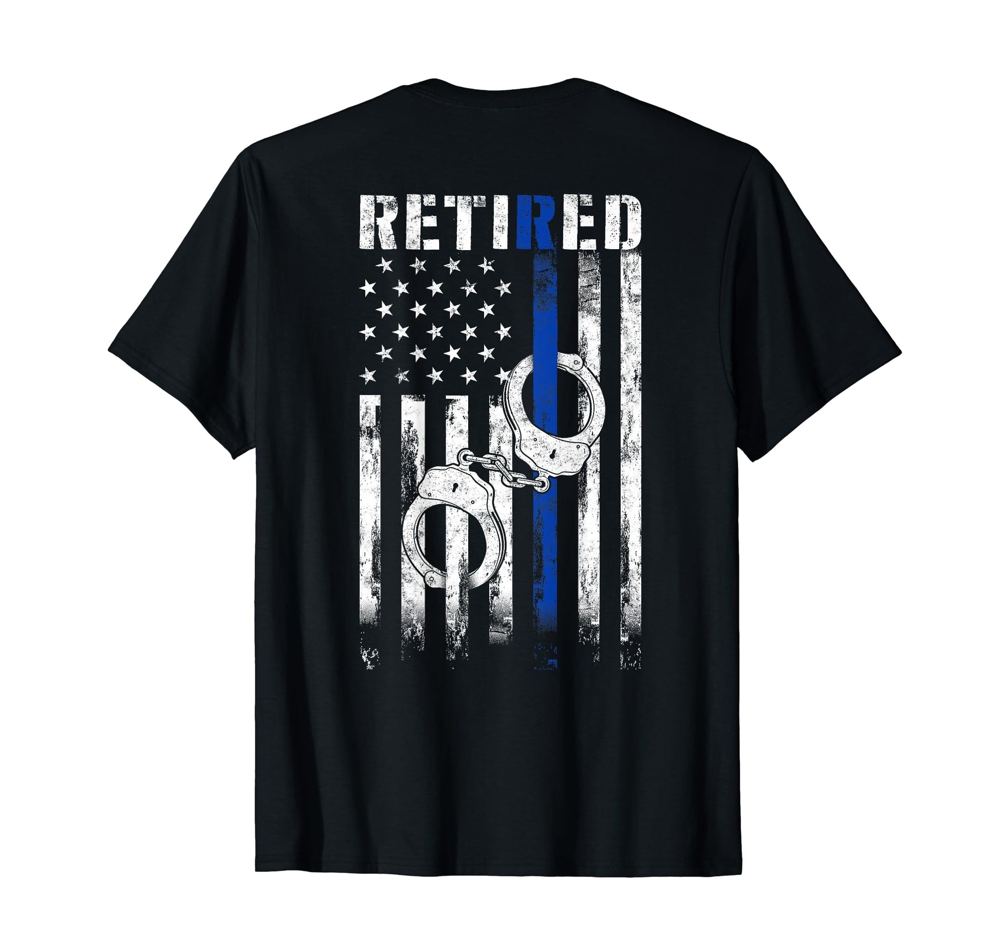 Retired Police Officer Gift Thin Blue T-Shirt - Custom Art Print Unisex - T-Shirt, Sweatshirt, Hoodie