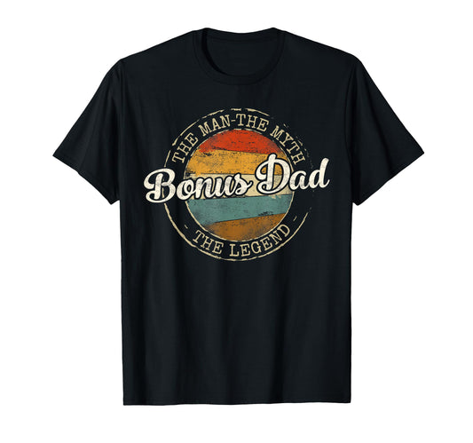 Bonus Dad Myth Legend Stamp Fathers T-Shirt - Minimalist Print for Adults - T-Shirt, Sweatshirt, Hoodie