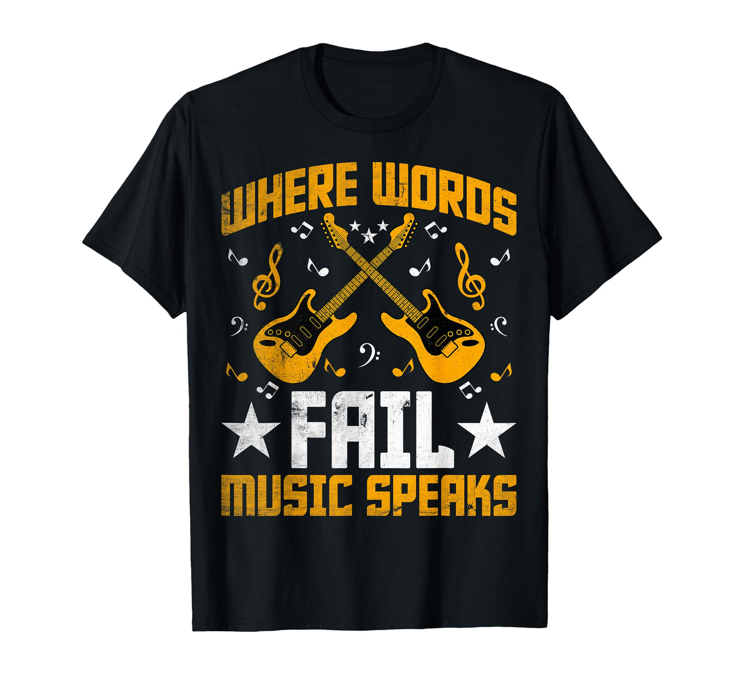 Where Words Fail Music Speaks Guitarist T-Shirt - Graphic Print for Adults - T-Shirt, Sweatshirt, Hoodie