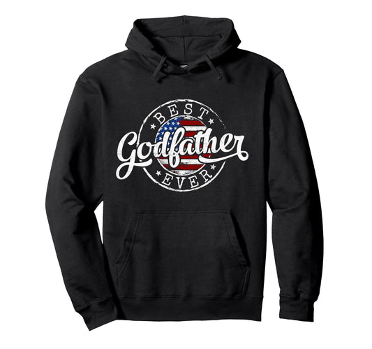 Best Godfather Ever Usa Flag Stamp Hoodie - Graphic Print for Adults - T-Shirt, Sweatshirt, Hoodie