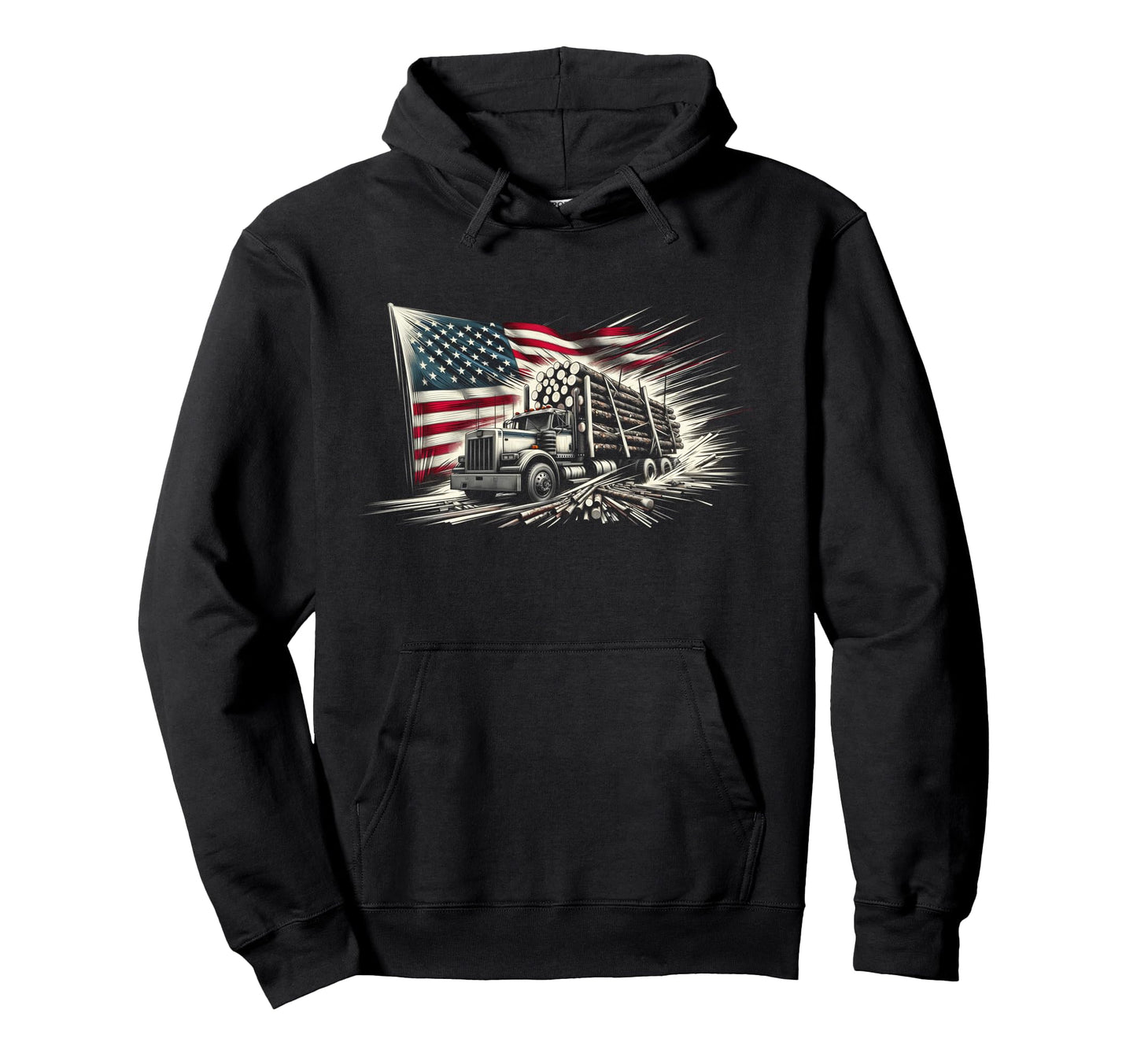Logger American Flag Logging Hoodie - Aesthetic Graphic for Adults - T-Shirt, Sweatshirt, Hoodie