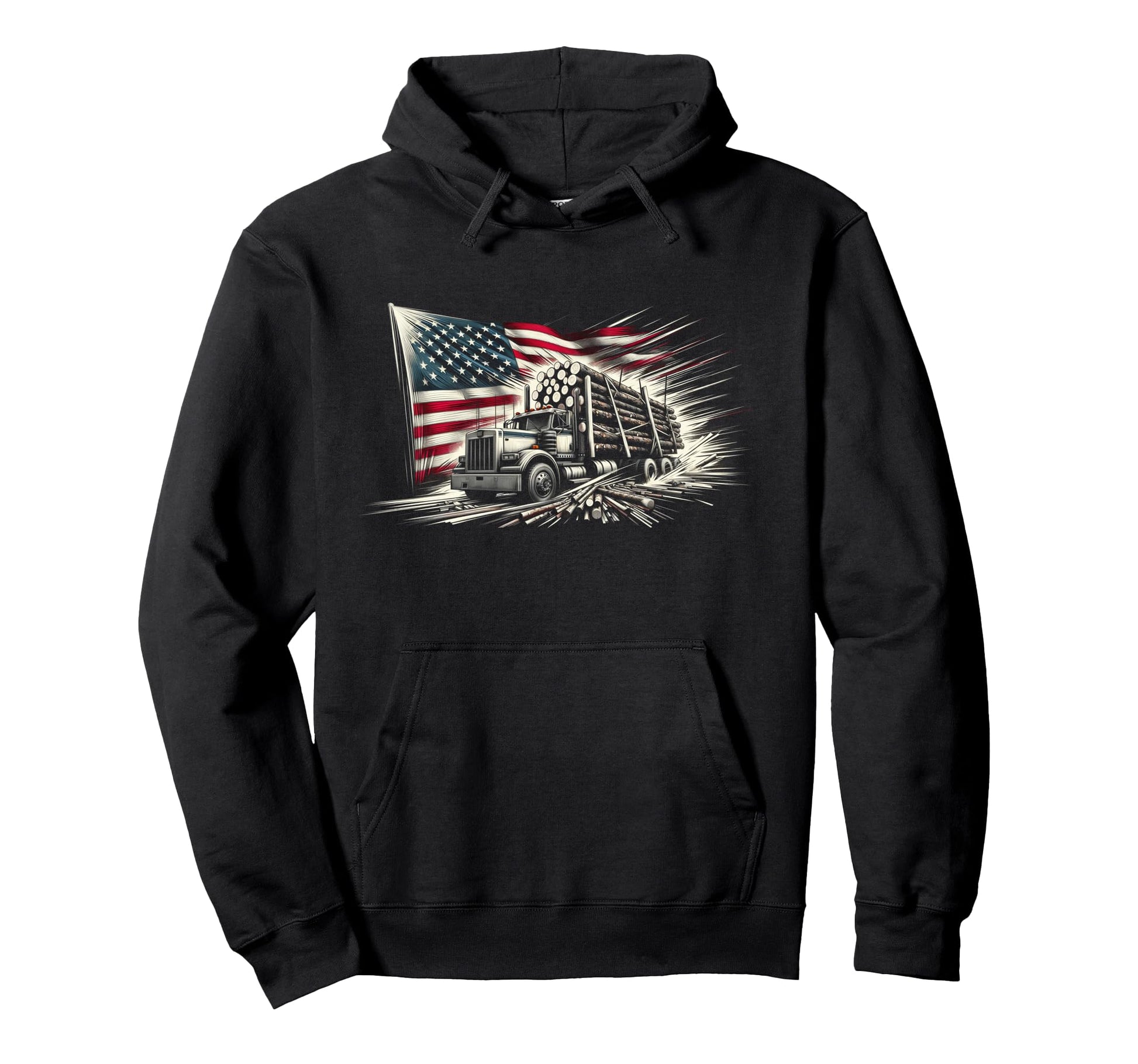 Logger American Flag Logging Hoodie - Aesthetic Graphic for Adults - T-Shirt, Sweatshirt, Hoodie