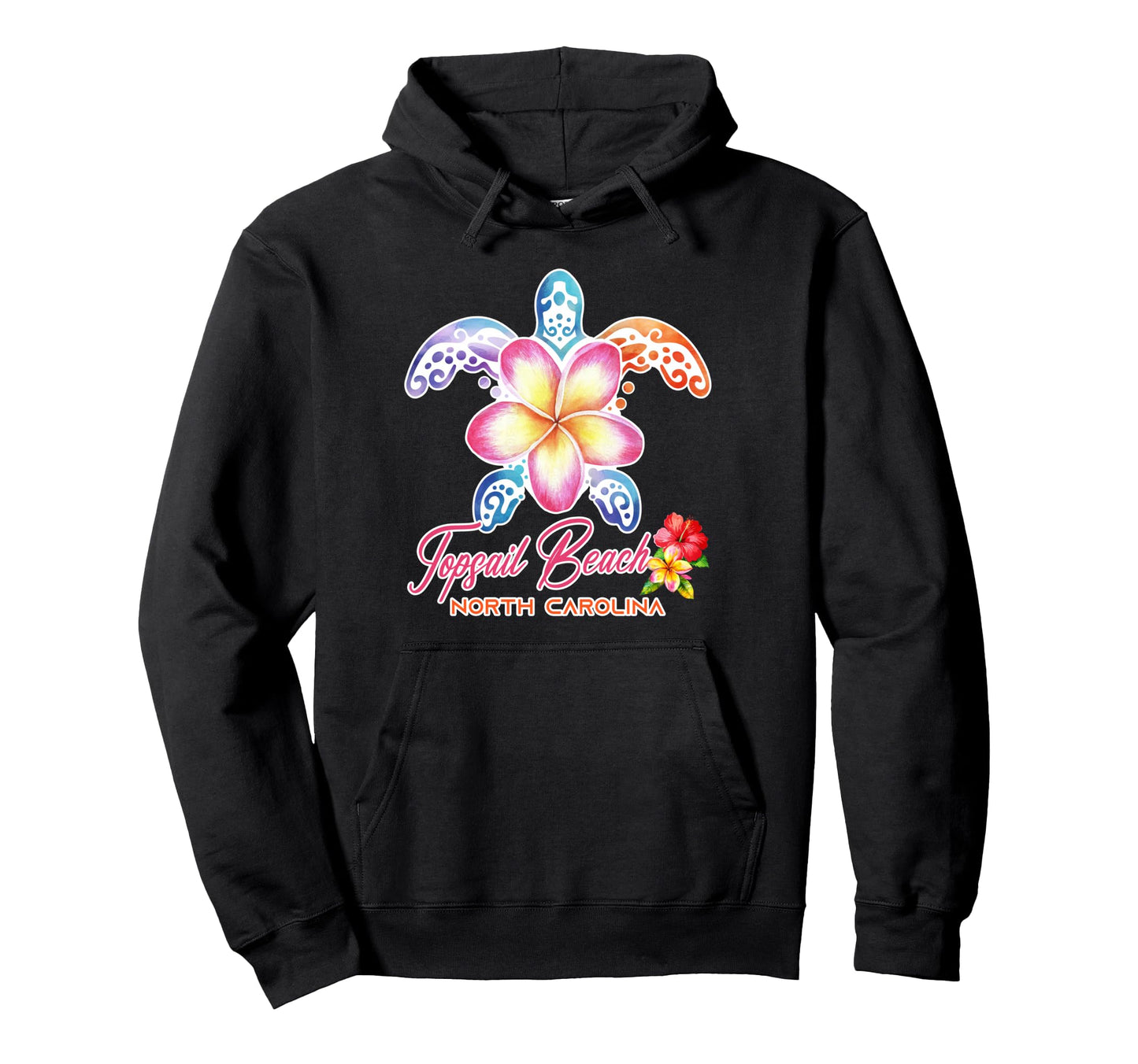 Topsail Beach Sea Turtle Plumeria North Hoodie - Fun Novelty Design Unisex - T-Shirt, Sweatshirt, Hoodie