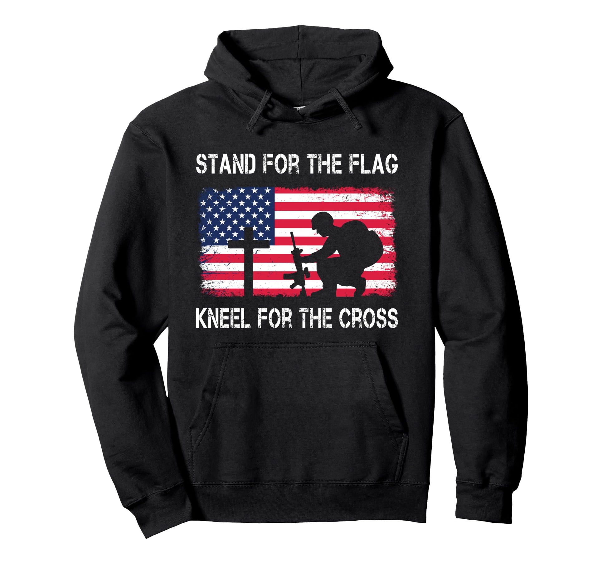 Stand Flag Kneel Cross Veteran Usa Hoodie - Fun Novelty Design Unisex - T-Shirt, Sweatshirt, Hoodie