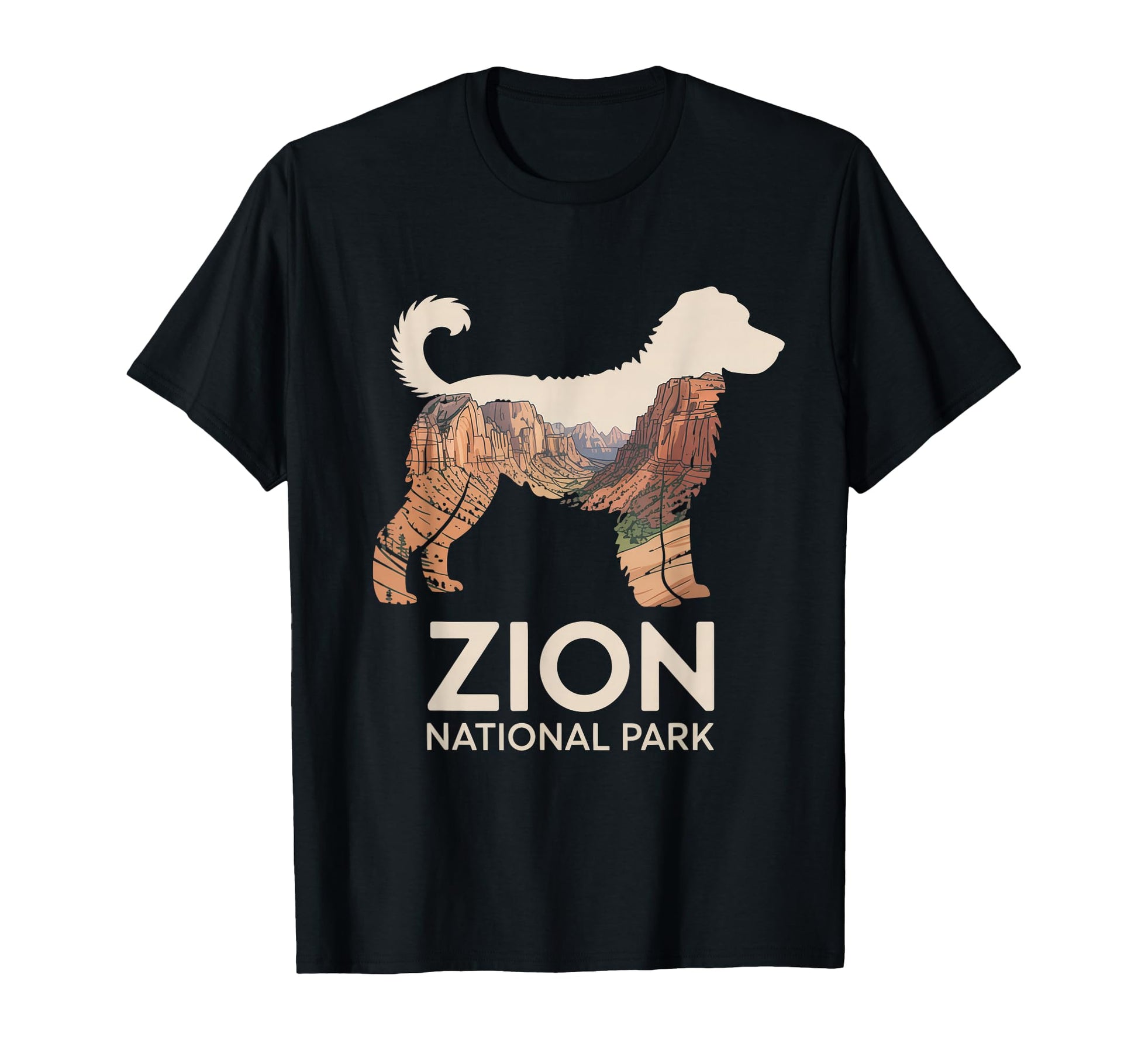 Zion National Park Dog Silhouette T-Shirt - Aesthetic Graphic Men Women - T-Shirt, Sweatshirt, Hoodie