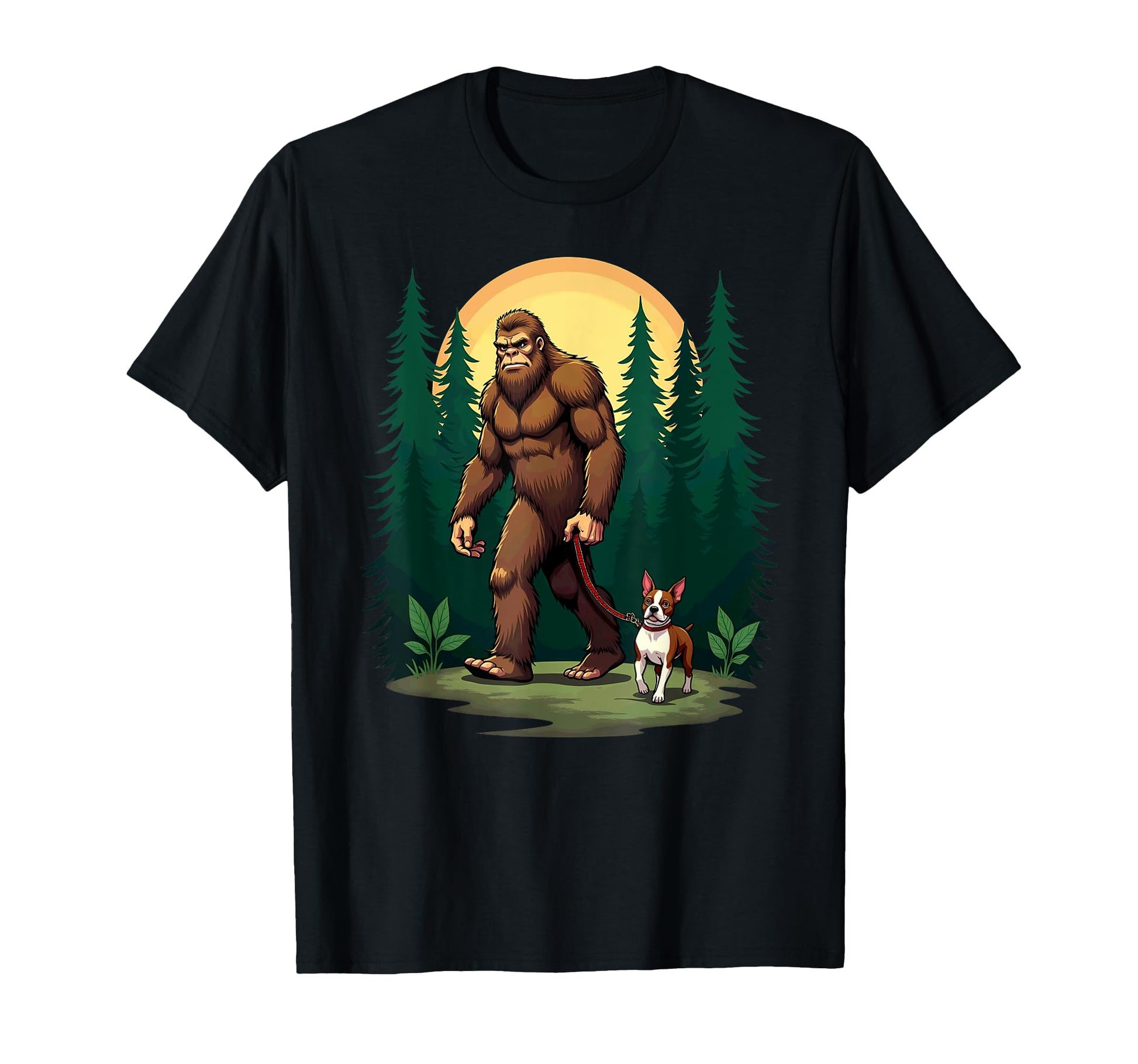 Camping Hiking Bigfoot Walking Boston T-Shirt - Custom Art Print Unisex - T-Shirt, Sweatshirt, Hoodie