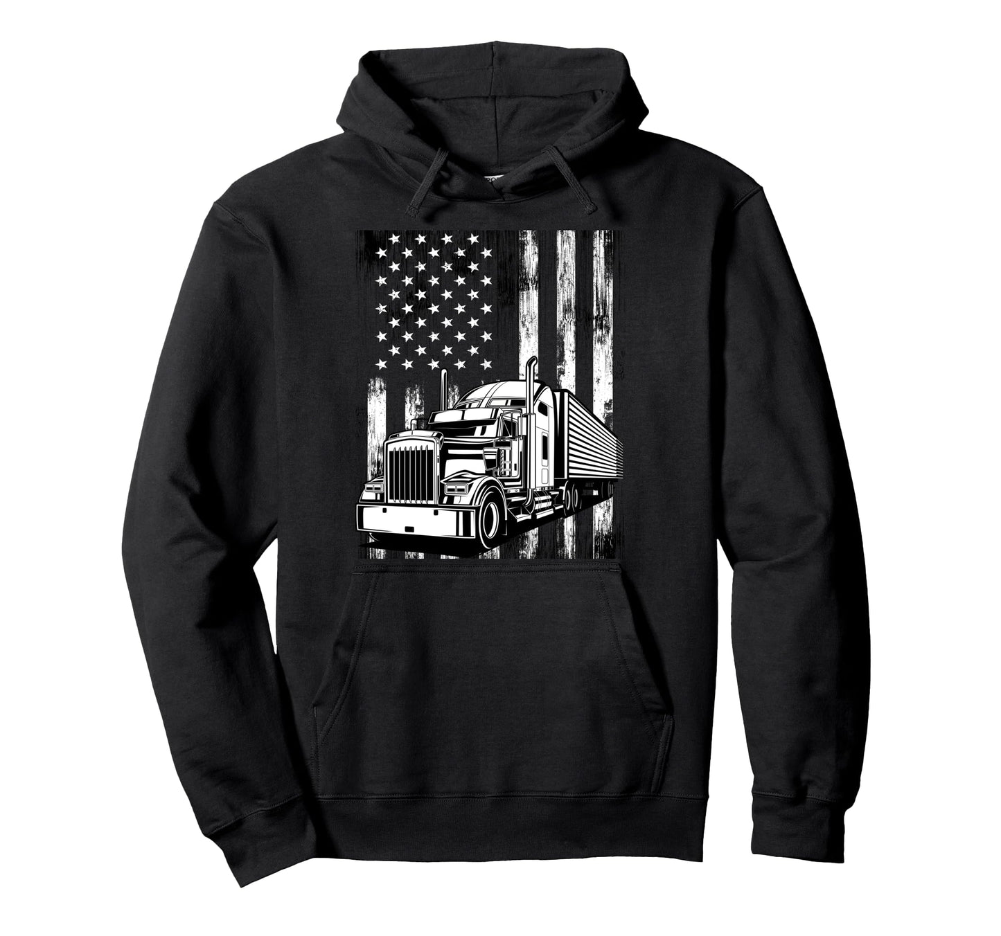 Trucker Papa Dad Truck Driver Art Usa Hoodie - Custom Art Print for Adults - T-Shirt, Sweatshirt, Hoodie