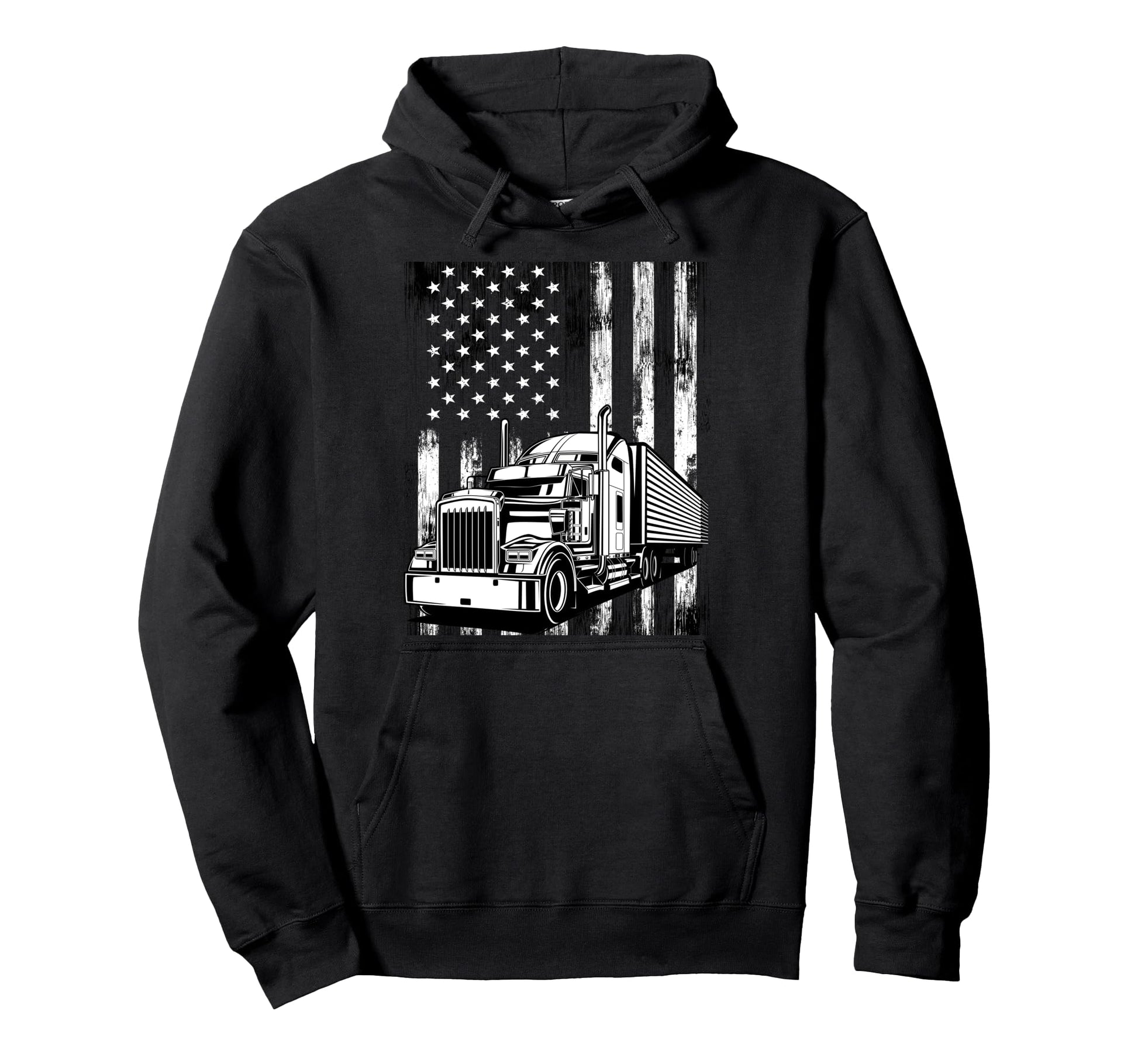 Trucker Papa Dad Truck Driver Art Usa Hoodie - Custom Art Print for Adults - T-Shirt, Sweatshirt, Hoodie