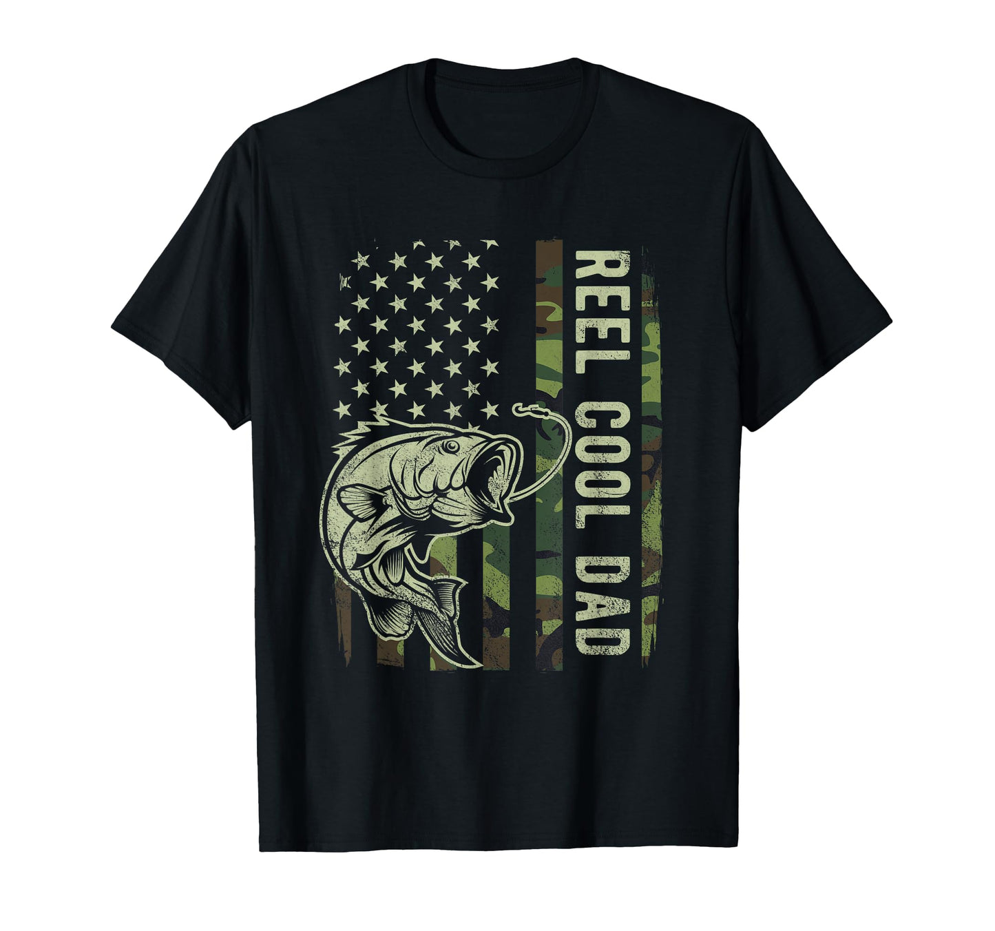 Reel Dad Camouflage American Flag T-Shirt - Custom Art Print for Adults - T-Shirt, Sweatshirt, Hoodie