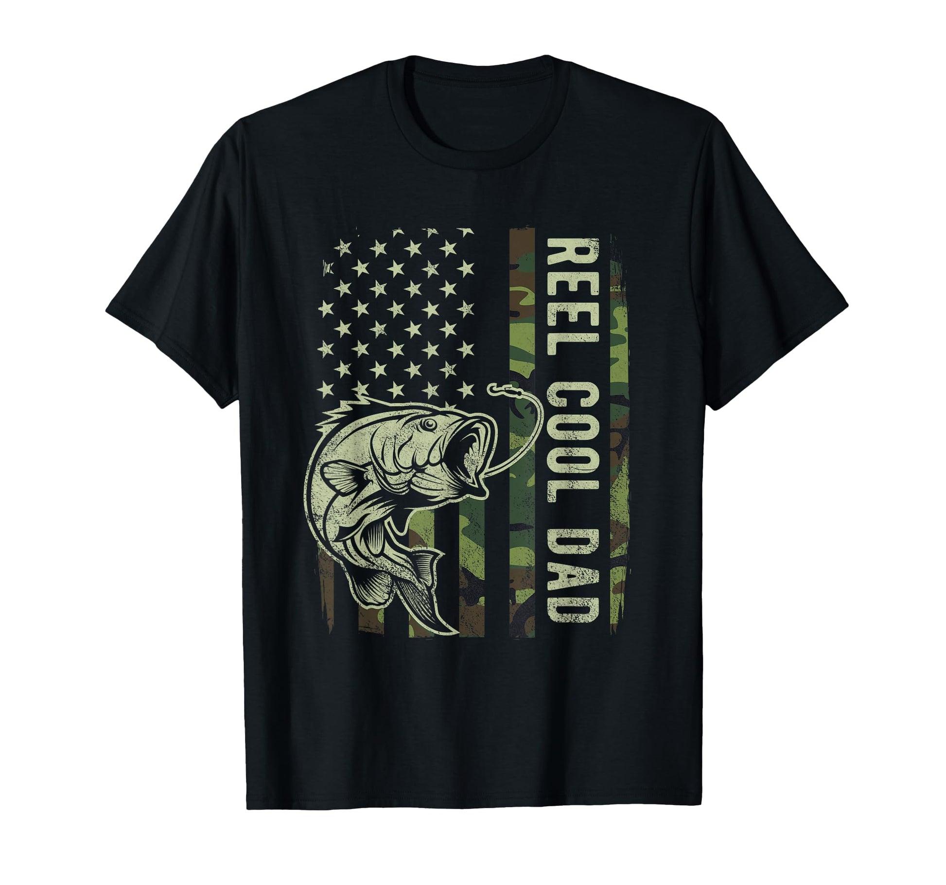 Reel Dad Camouflage American Flag T-Shirt - Custom Art Print for Adults - T-Shirt, Sweatshirt, Hoodie