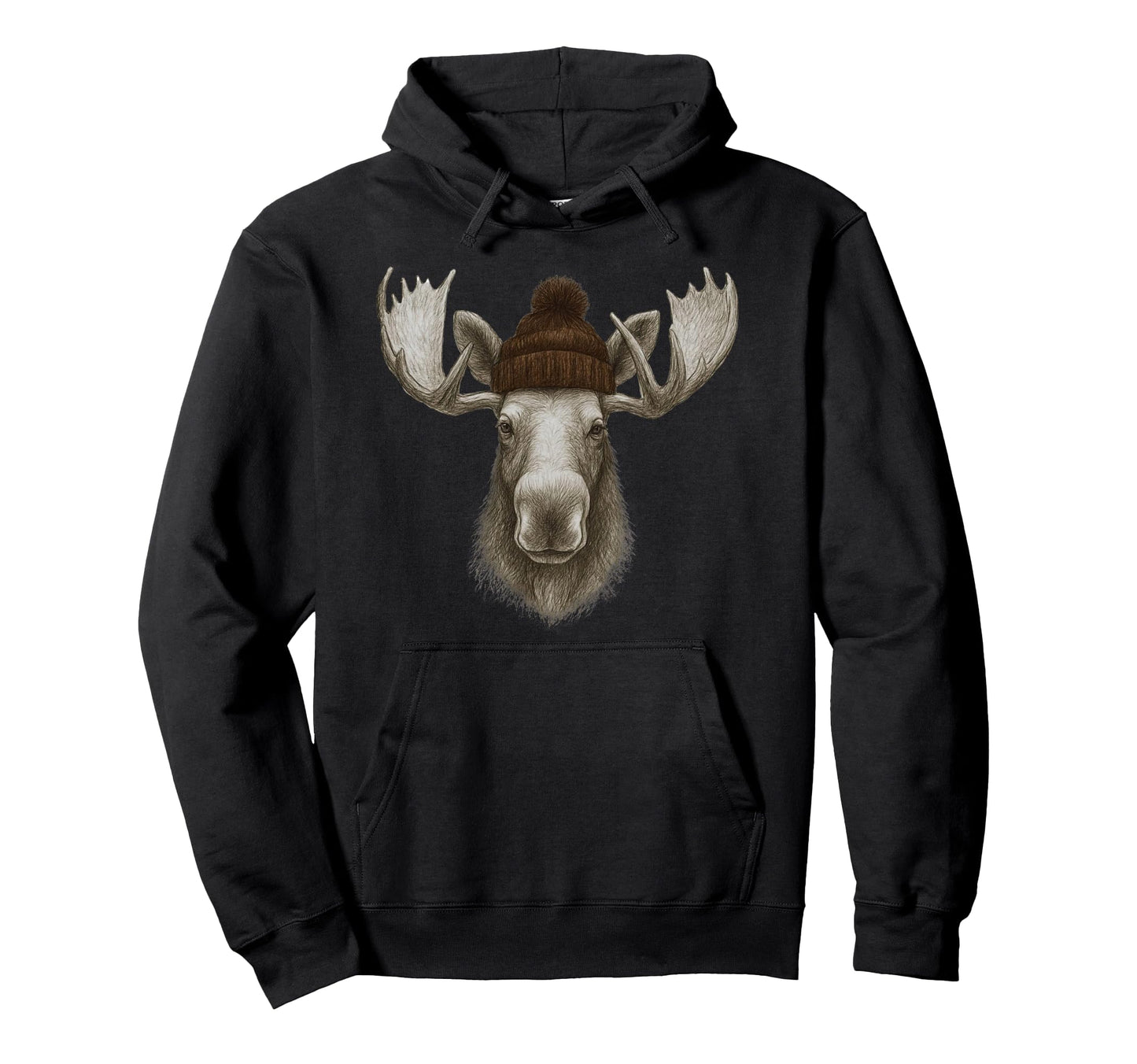 90S Moose Wearing Beanie Mountain Camping Hoodie - Novelty Apparel Unisex - T-Shirt, Sweatshirt, Hoodie