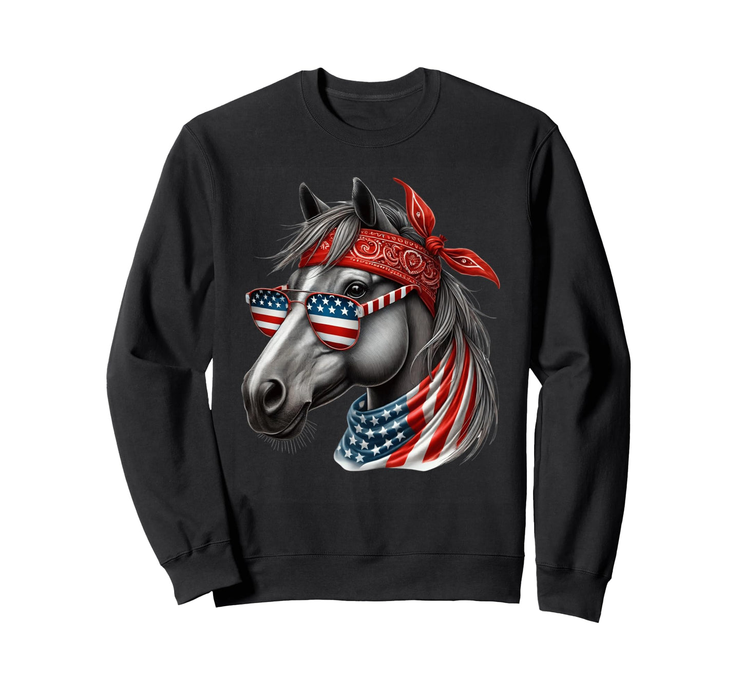 Horse 4Th July Horse American Usa Flag Sweatshirt - Custom Art Print Unisex - T-Shirt, Sweatshirt, Hoodie